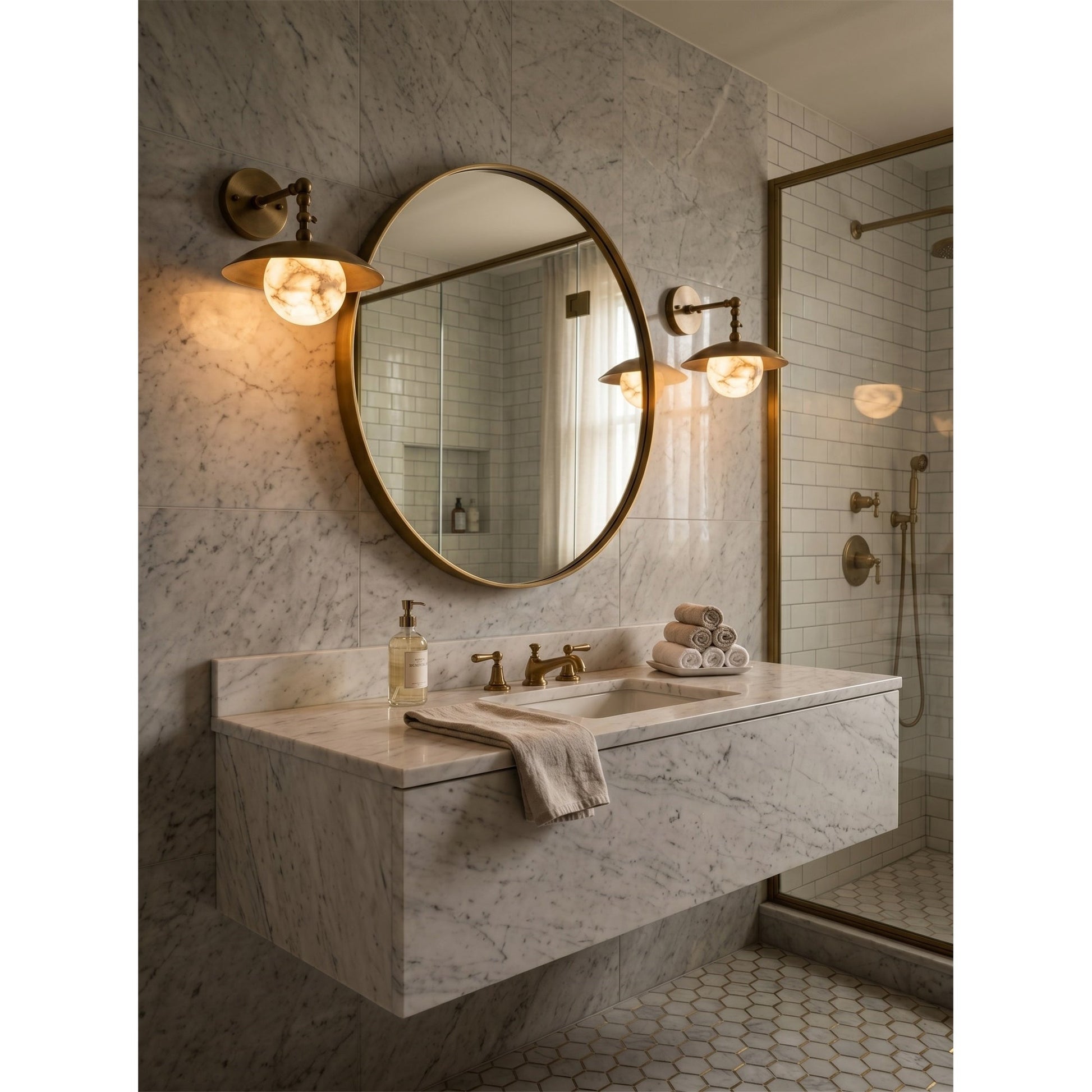 The wall sconce shown with the light turned off.