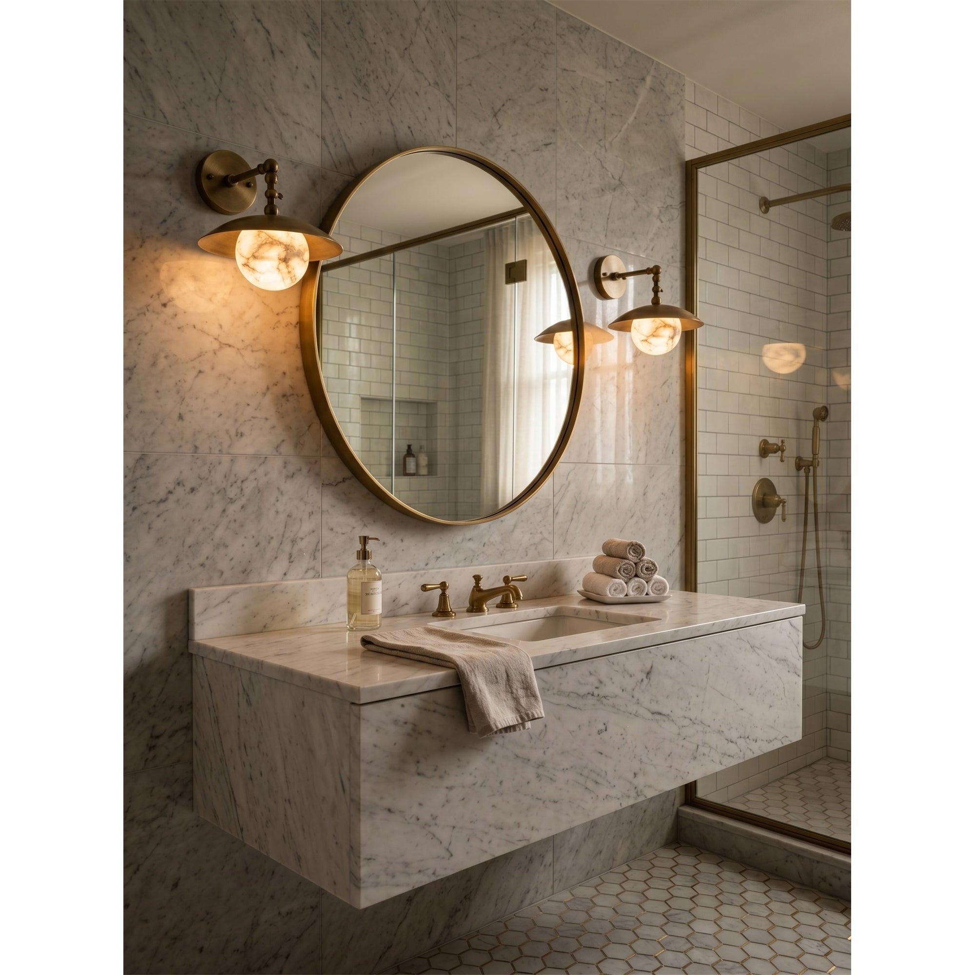 The wall sconce shown with the light turned off.