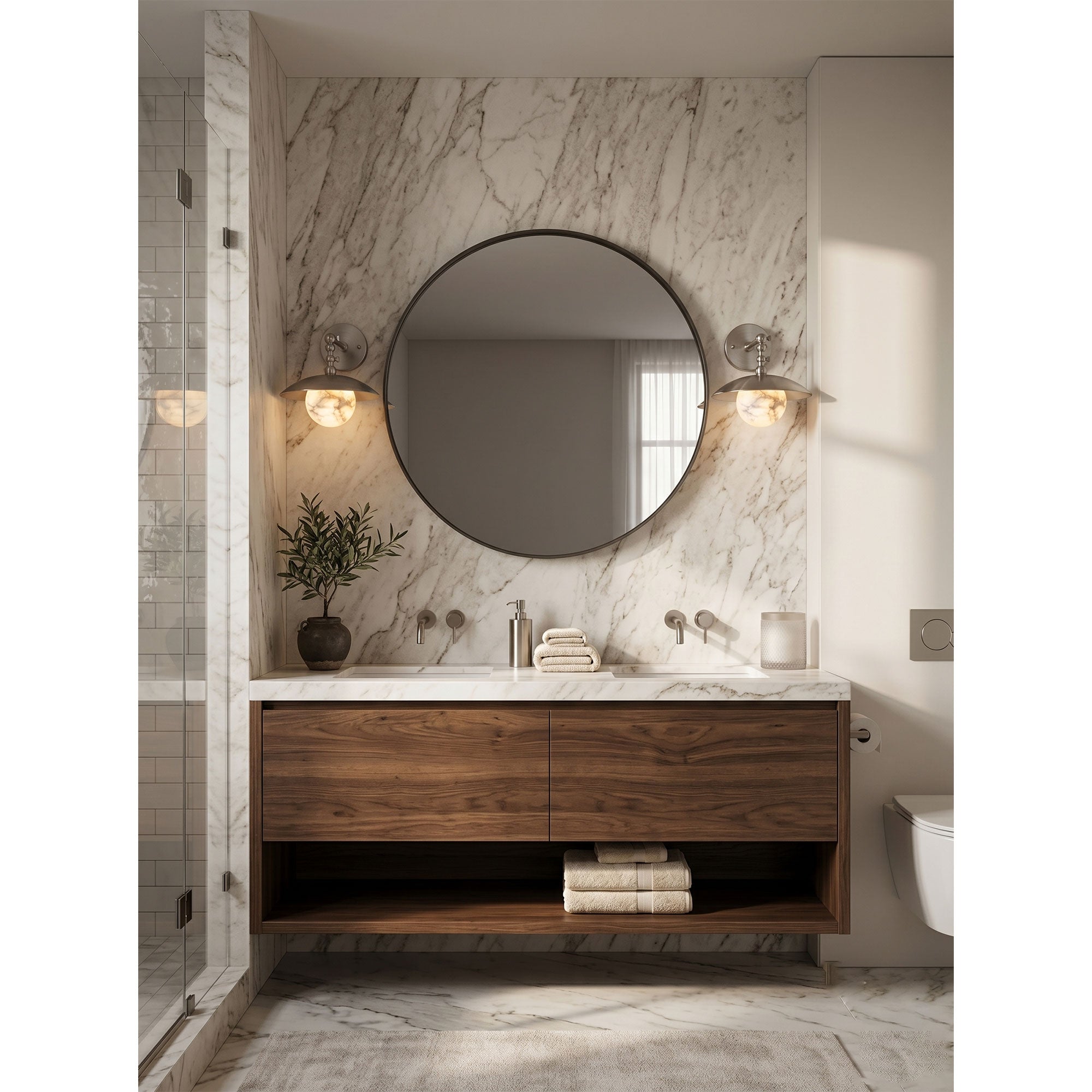 Marie Petite Wall Sconce in nickel finish.
