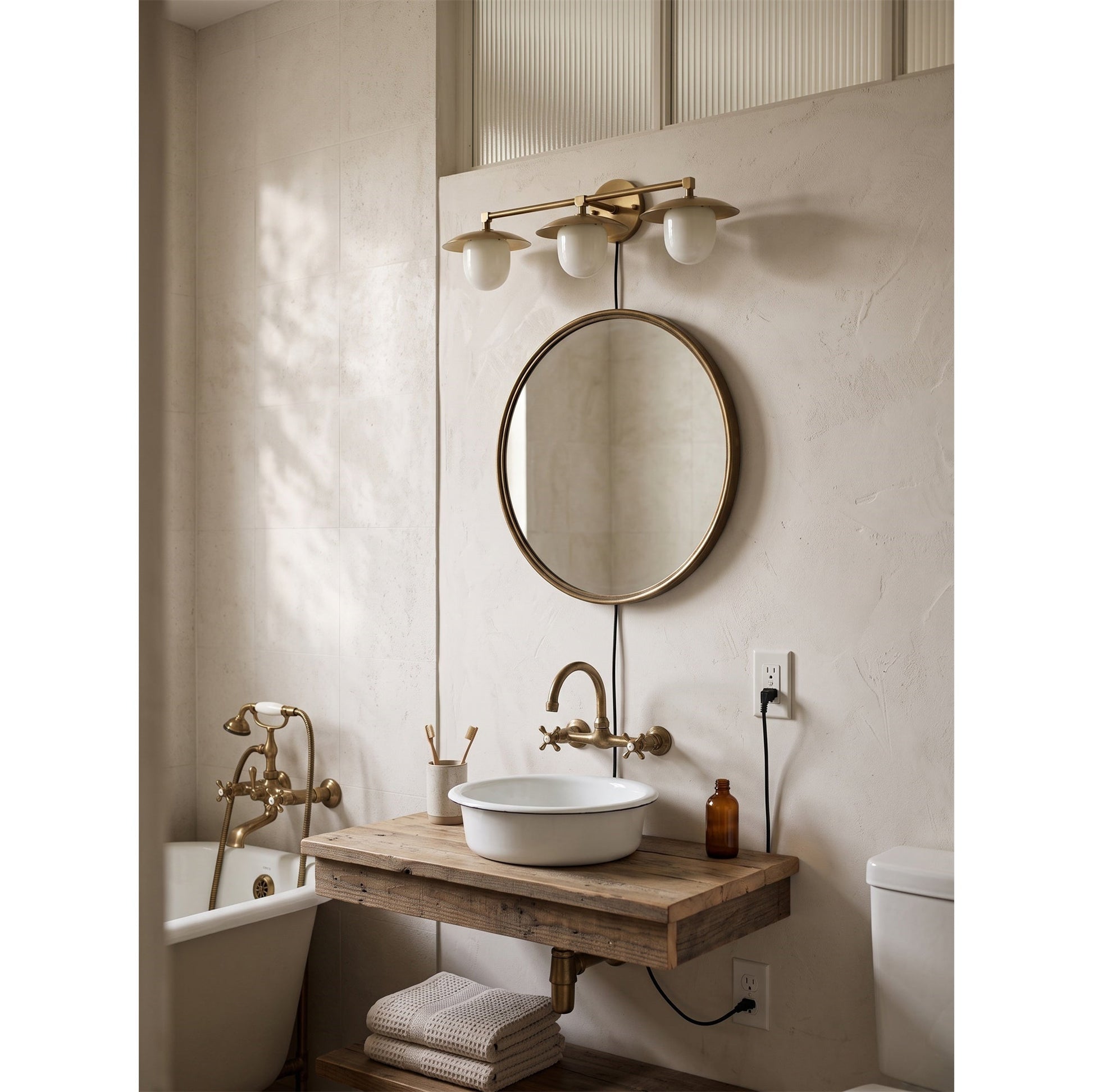 Lifestyle image showing the Marie sconce in a mid-century modern interior.