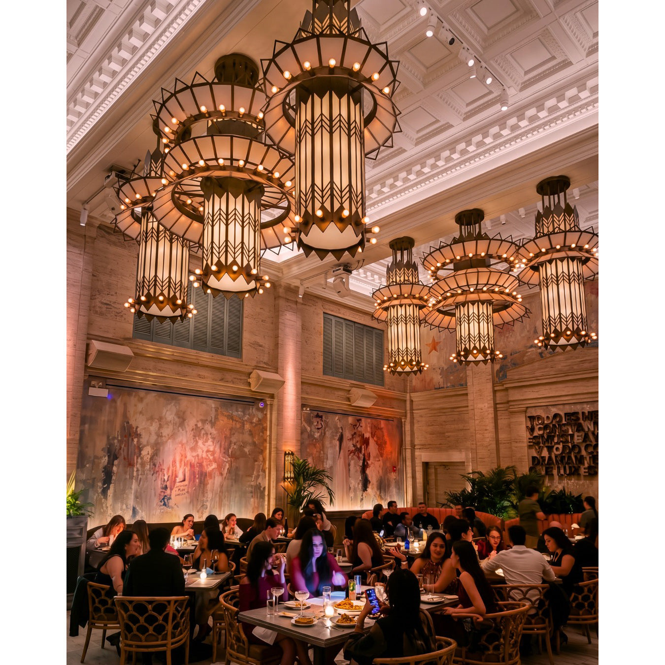The white version of the Mariel Chandelier turned off, displaying its sculptural form.