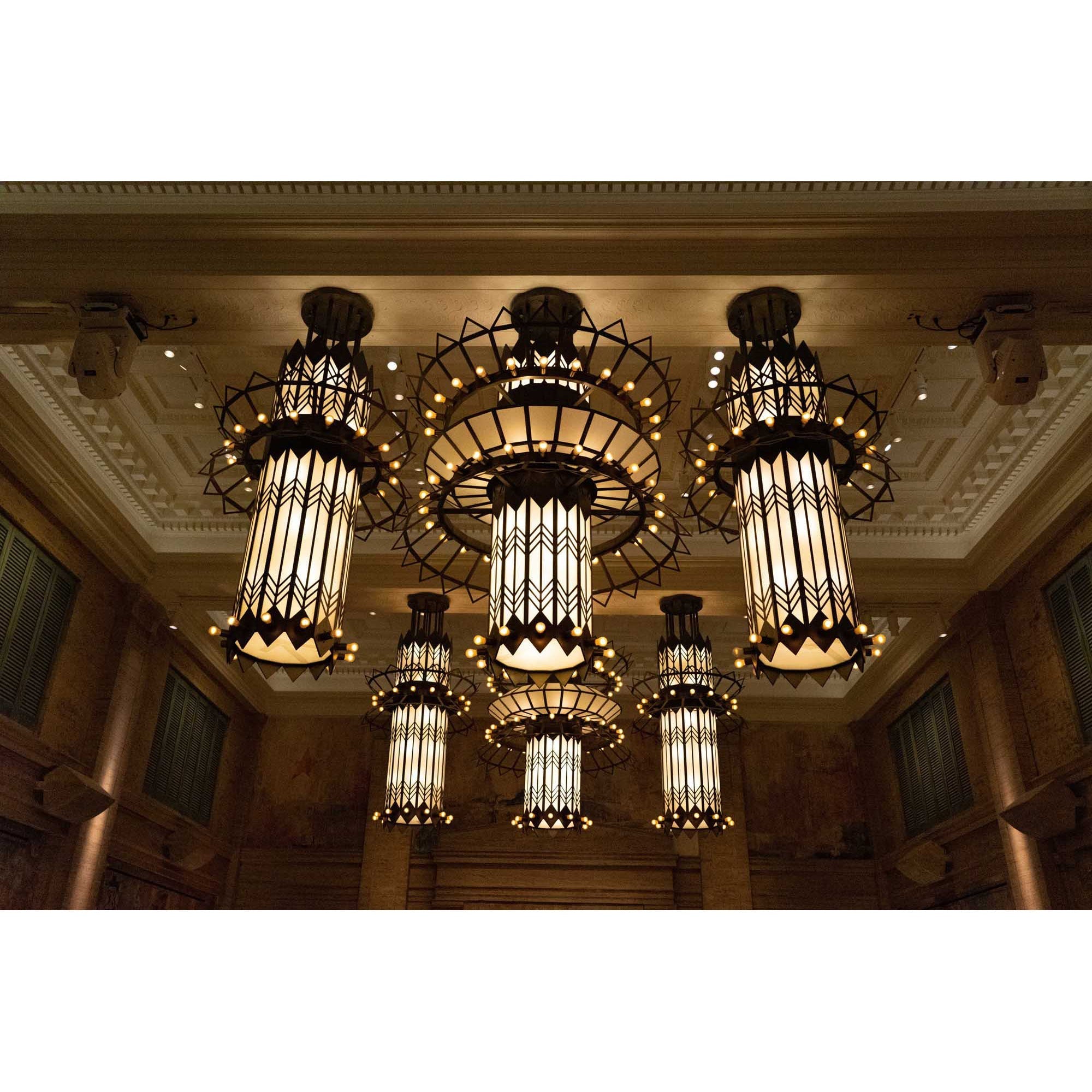 Lifestyle image featuring the black Mariel Chandelier in a sophisticated great room.