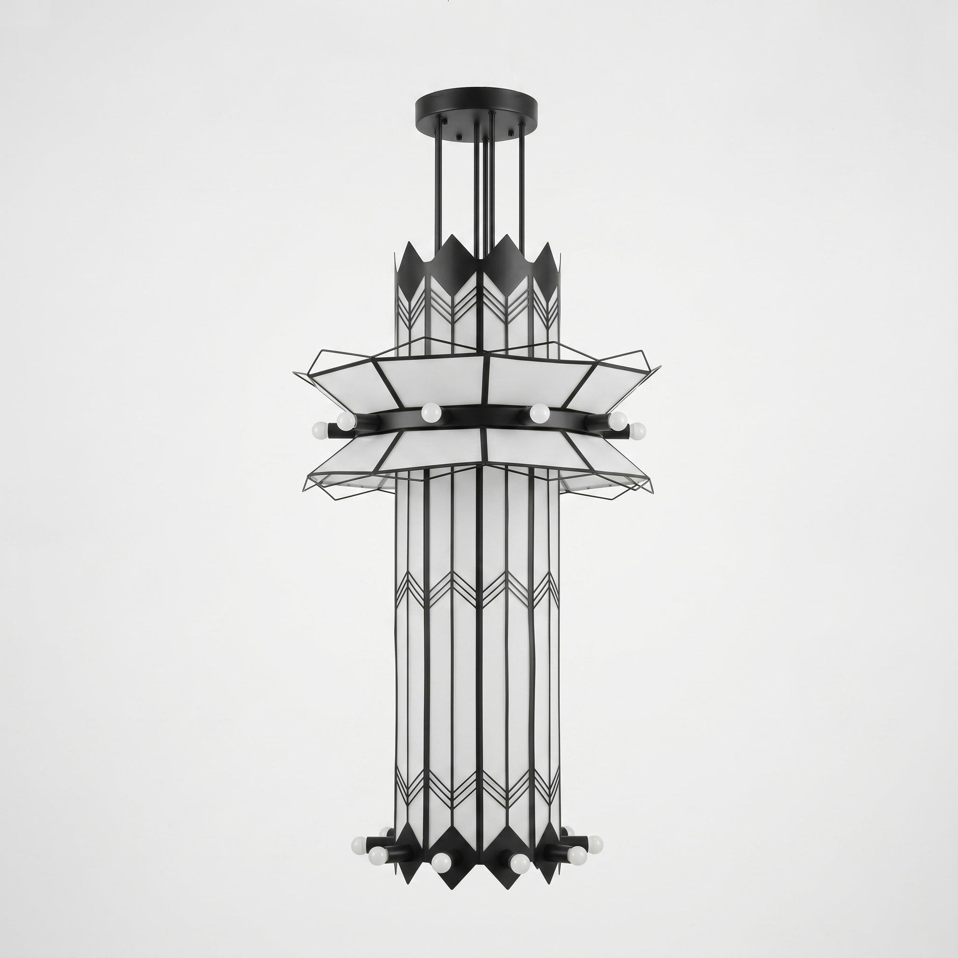 Dimensional diagram of the Mariel Chandelier with measurements.