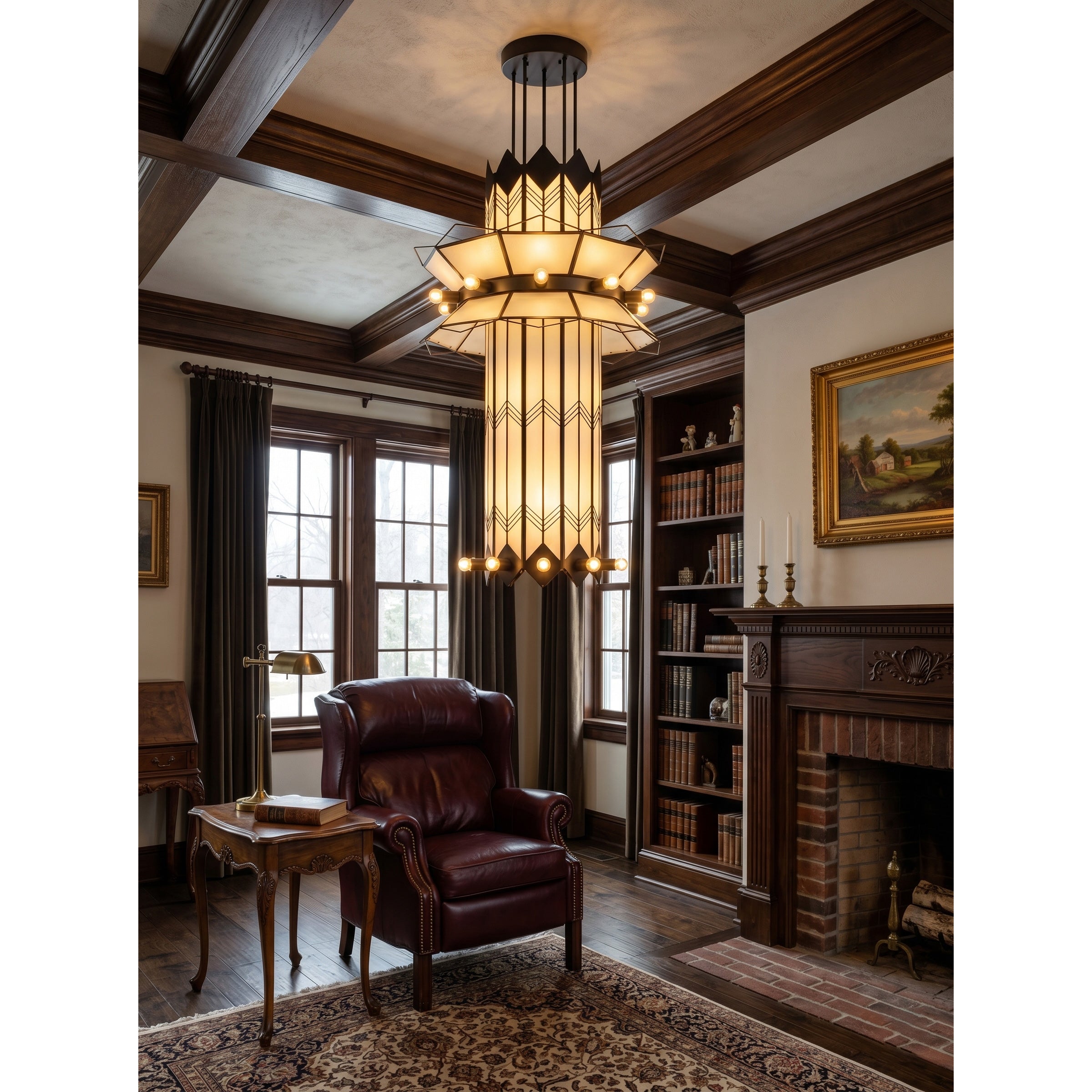 The Mariel Chandelier hanging above a dining table, providing ambient light.