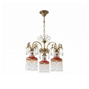 Marquise Crystal Chandelier with brass frame and clear crystals in a grand living space.