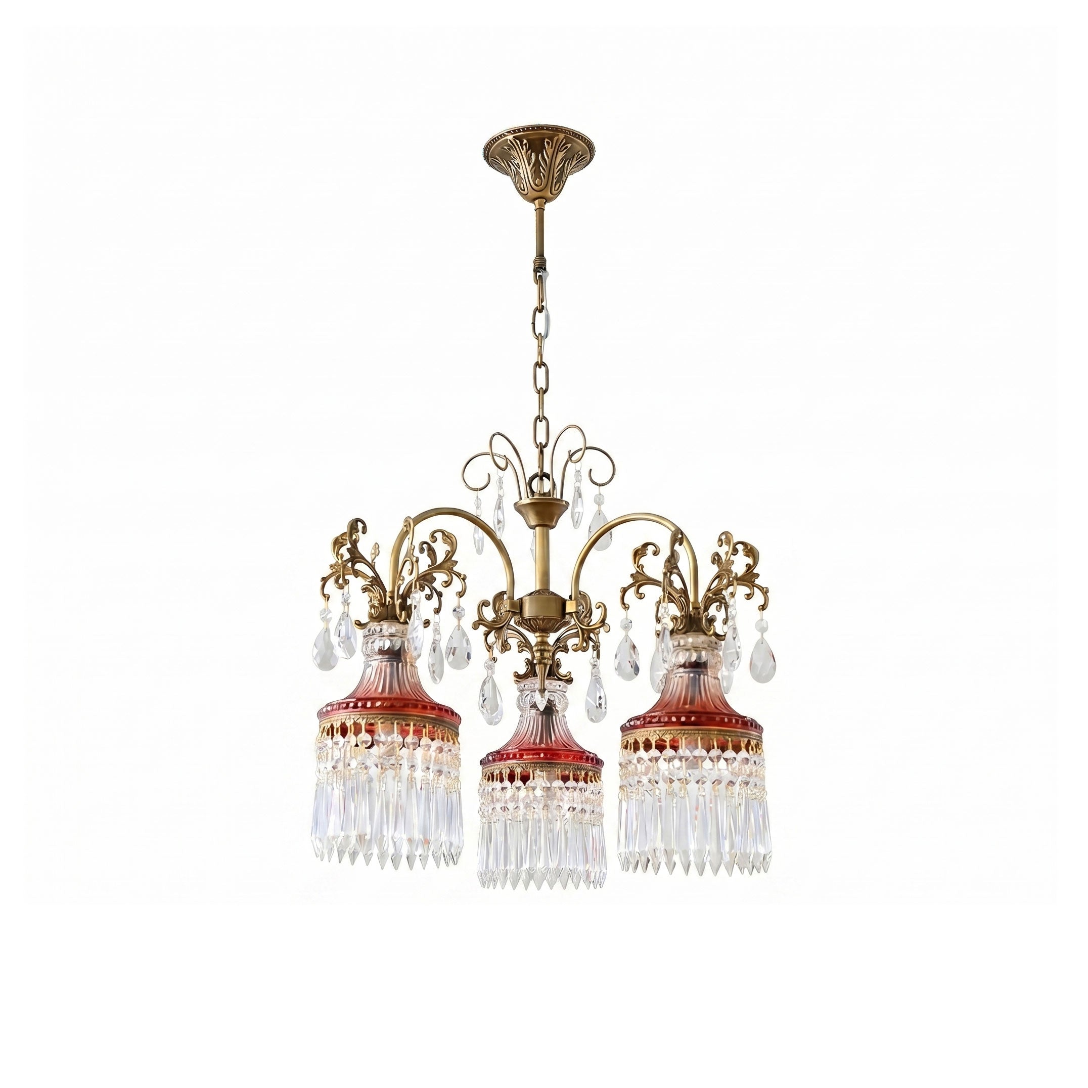 Marquise Crystal Chandelier with brass frame and clear crystals in a grand living space.