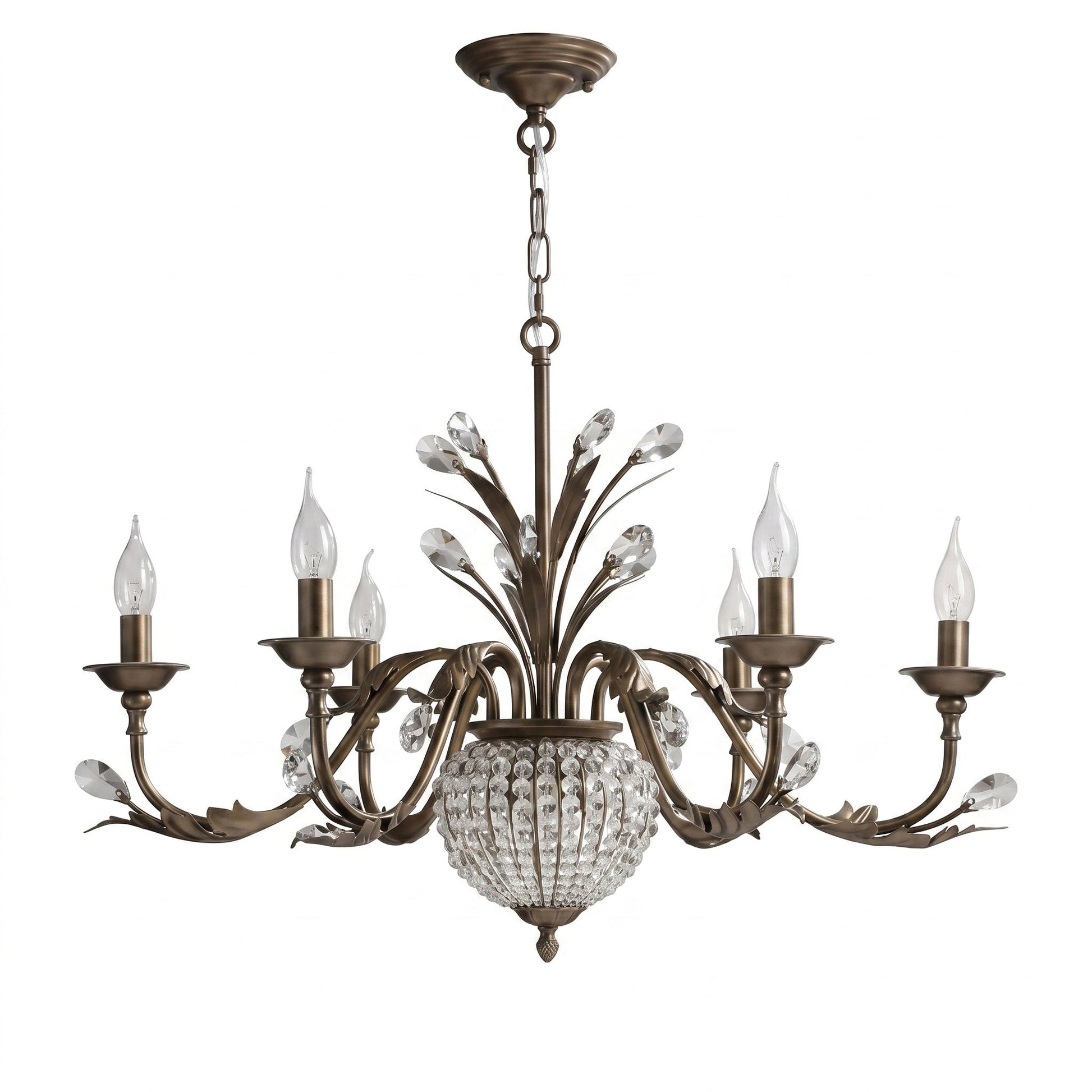 A dimensional diagram of the 8-head chandelier.