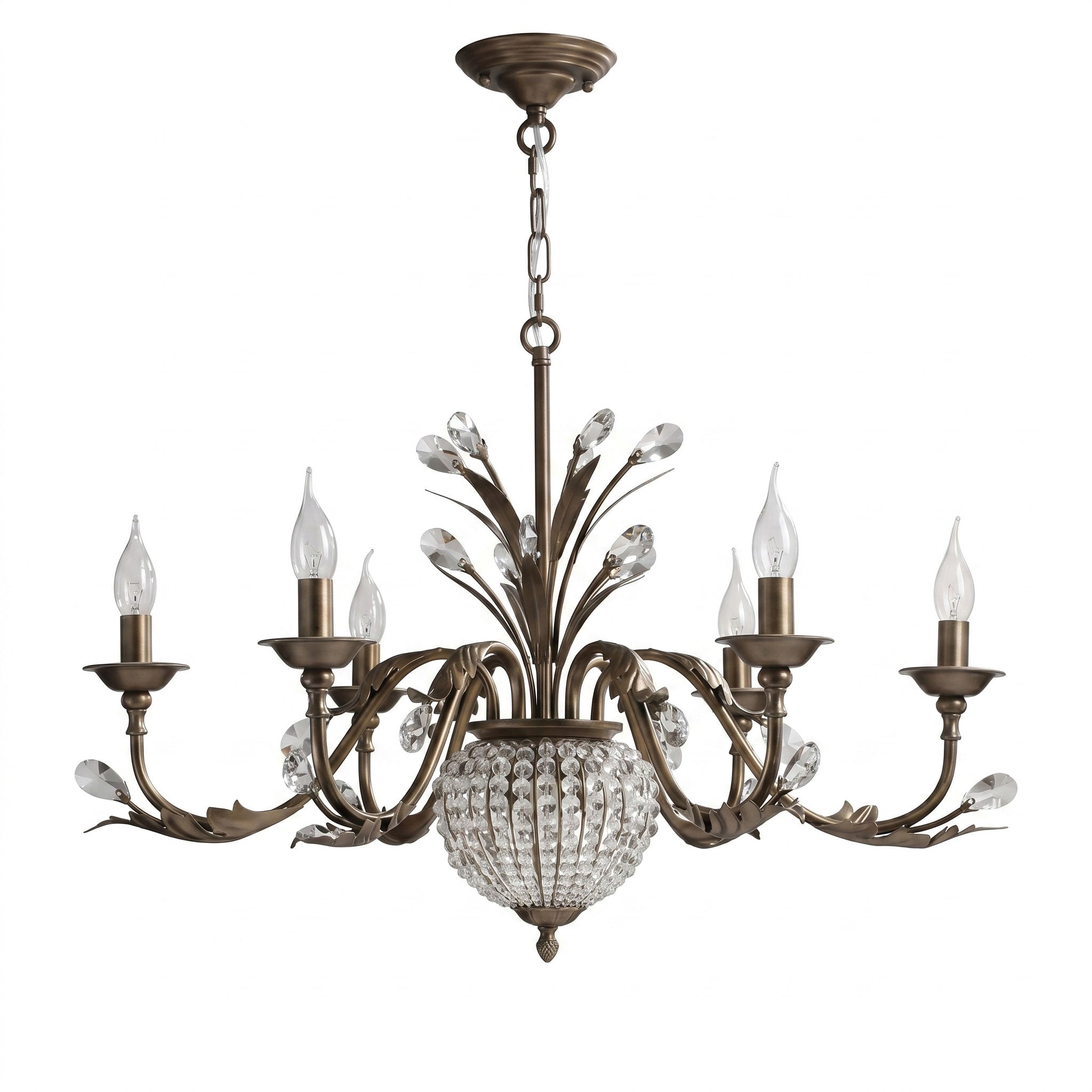 A dimensional diagram of the 8-head chandelier.