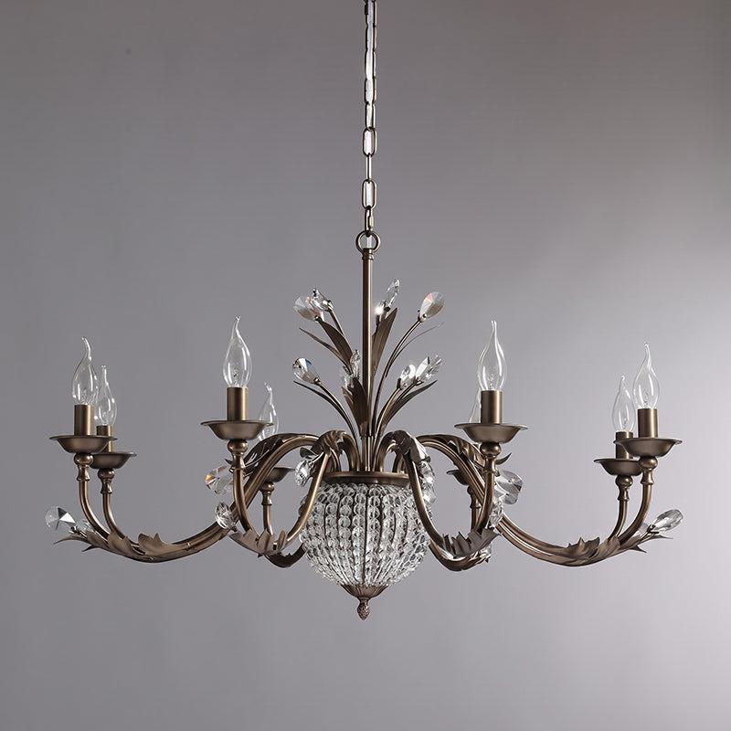A dimensional diagram of the 6-head chandelier.