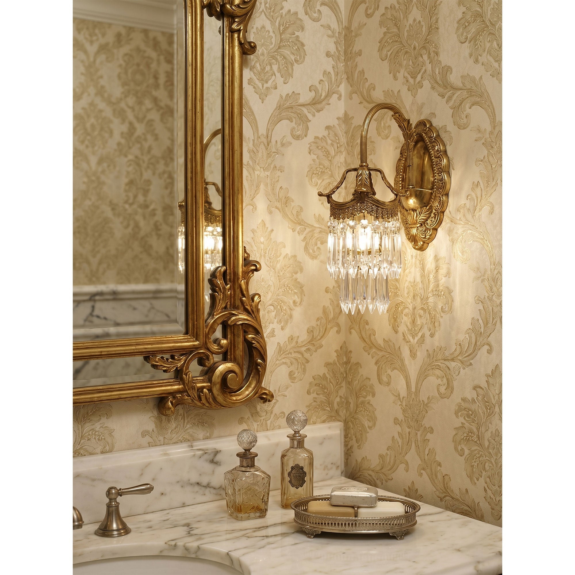 Side profile of the Mayfield Crystal Wall Sconce showing its depth.
