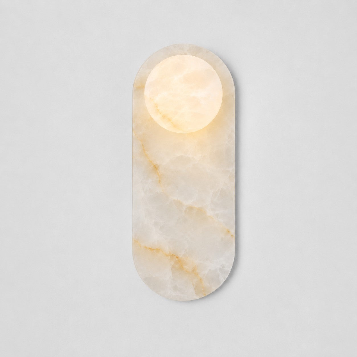 Side profile of the 1-head Modulo Alabaster Wall Sconce.