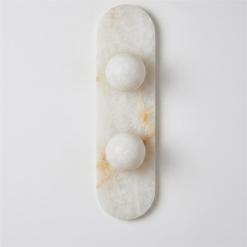 Dimensional line drawing of the 1-head Modulo Alabaster Wall Sconce.