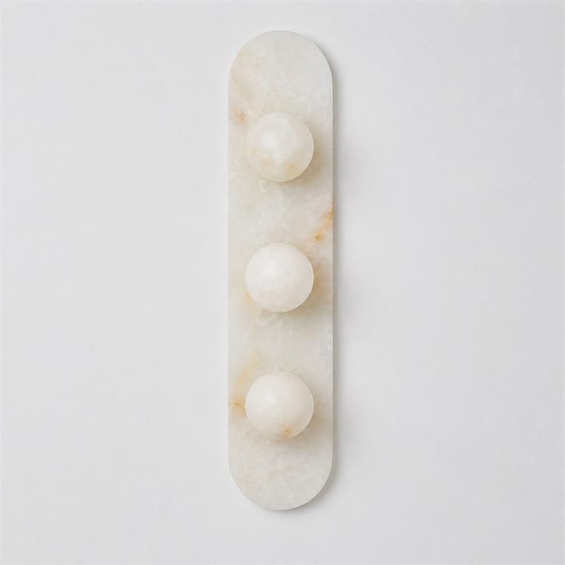 Dimensional line drawing of the 3-head Modulo Alabaster Wall Sconce.
