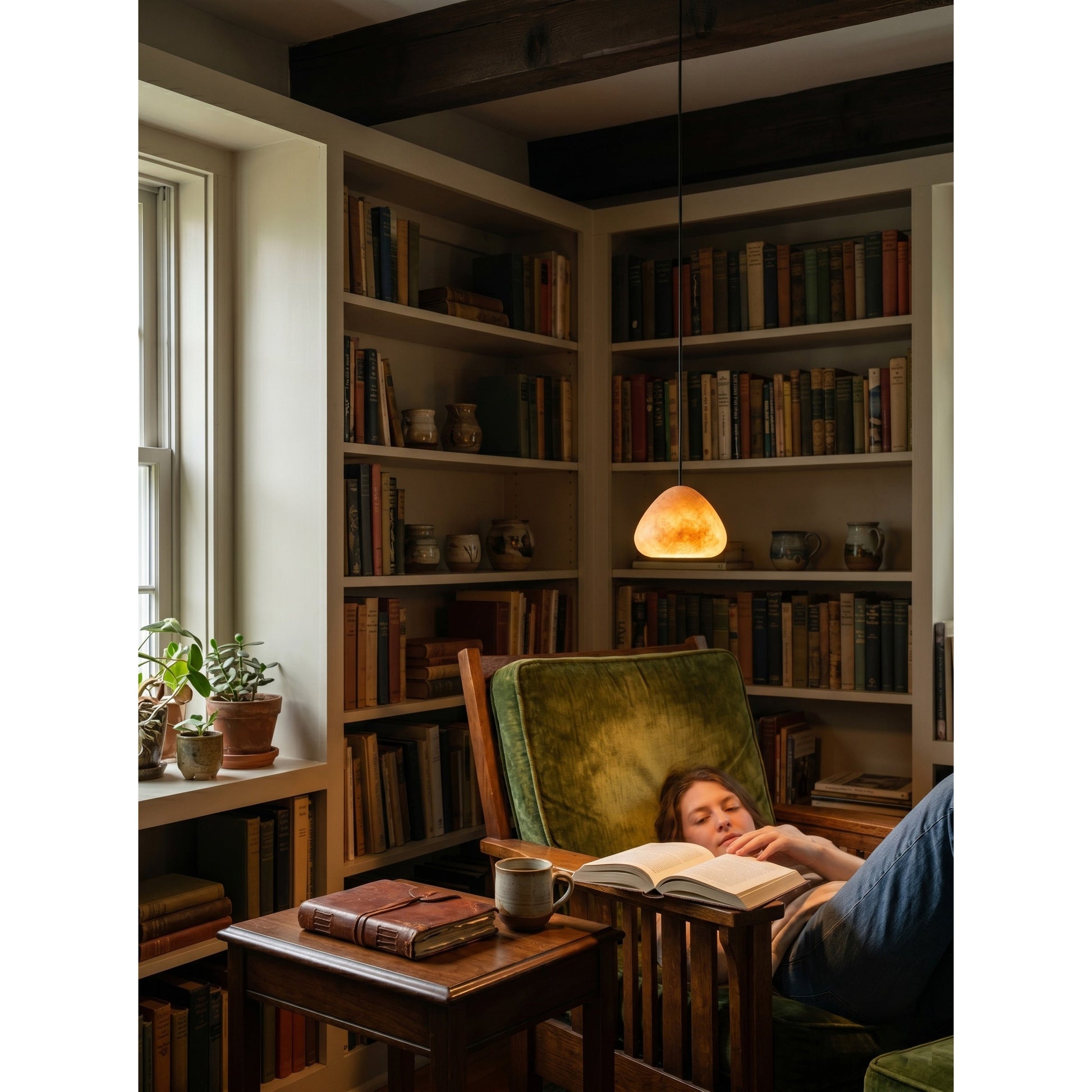 Side profile of the Morphe Alabaster Pendant Lamp.