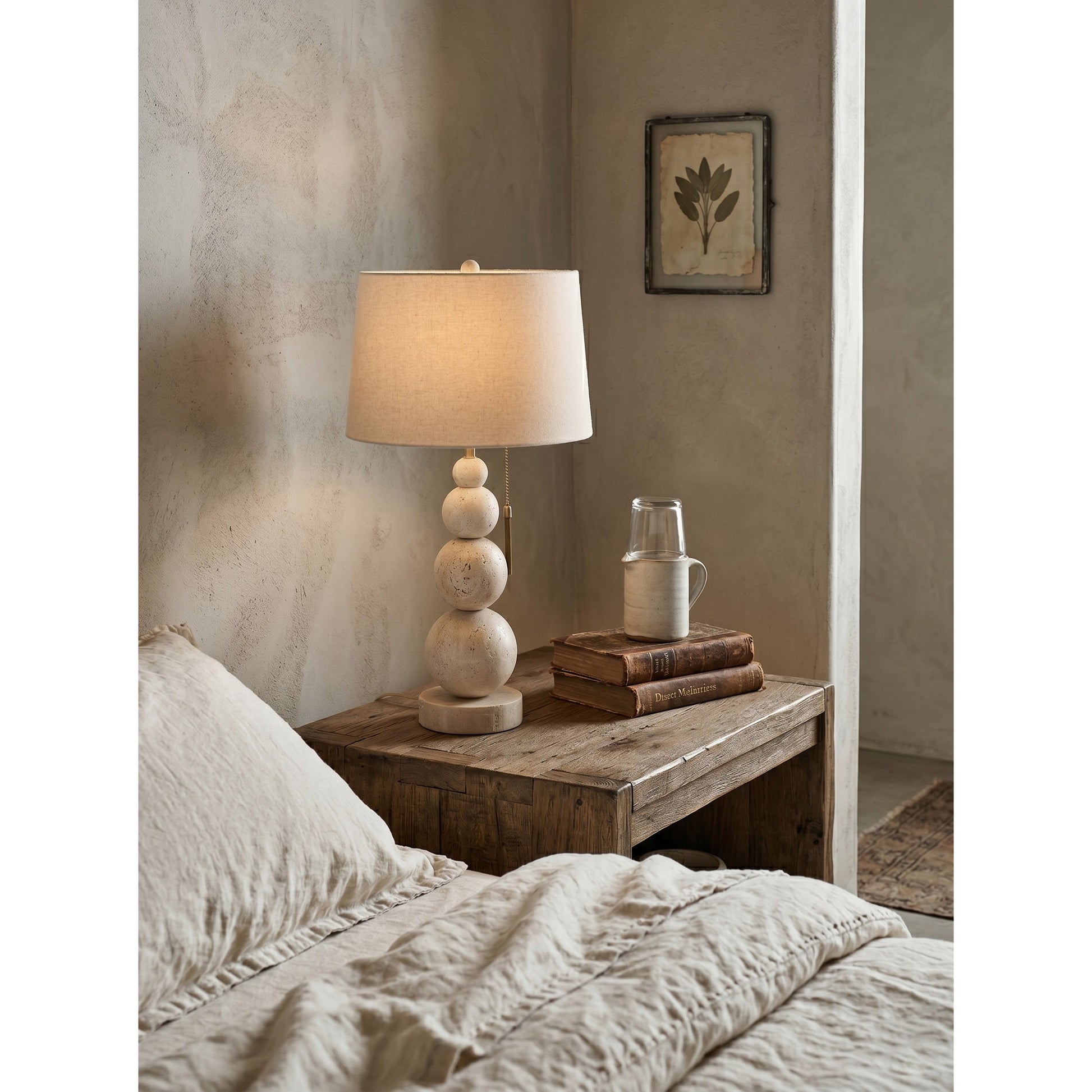 Top-down view of the Niobe Table Lamp's linen shade.