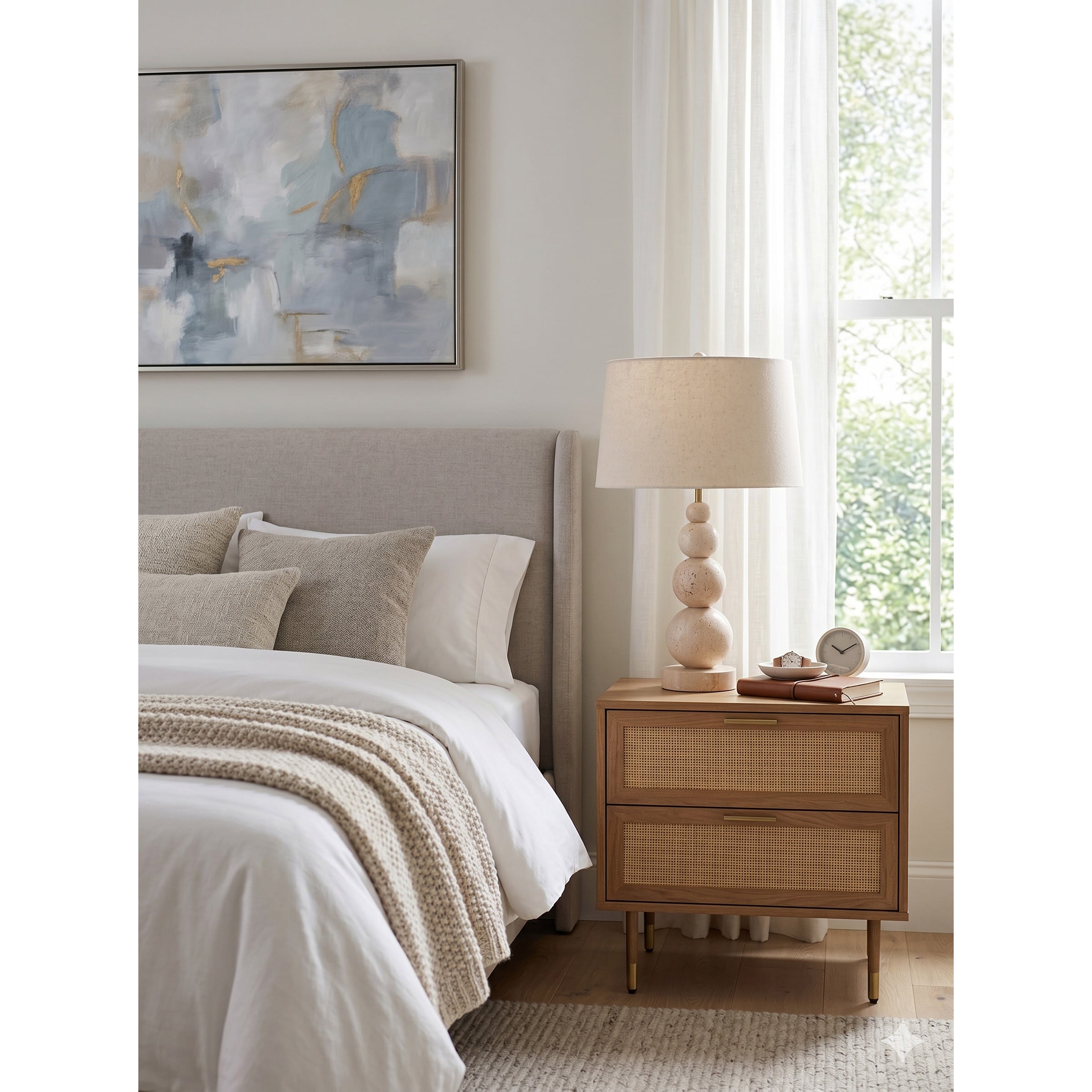 Angled view of the Niobe Table Lamp, highlighting its geometric form.