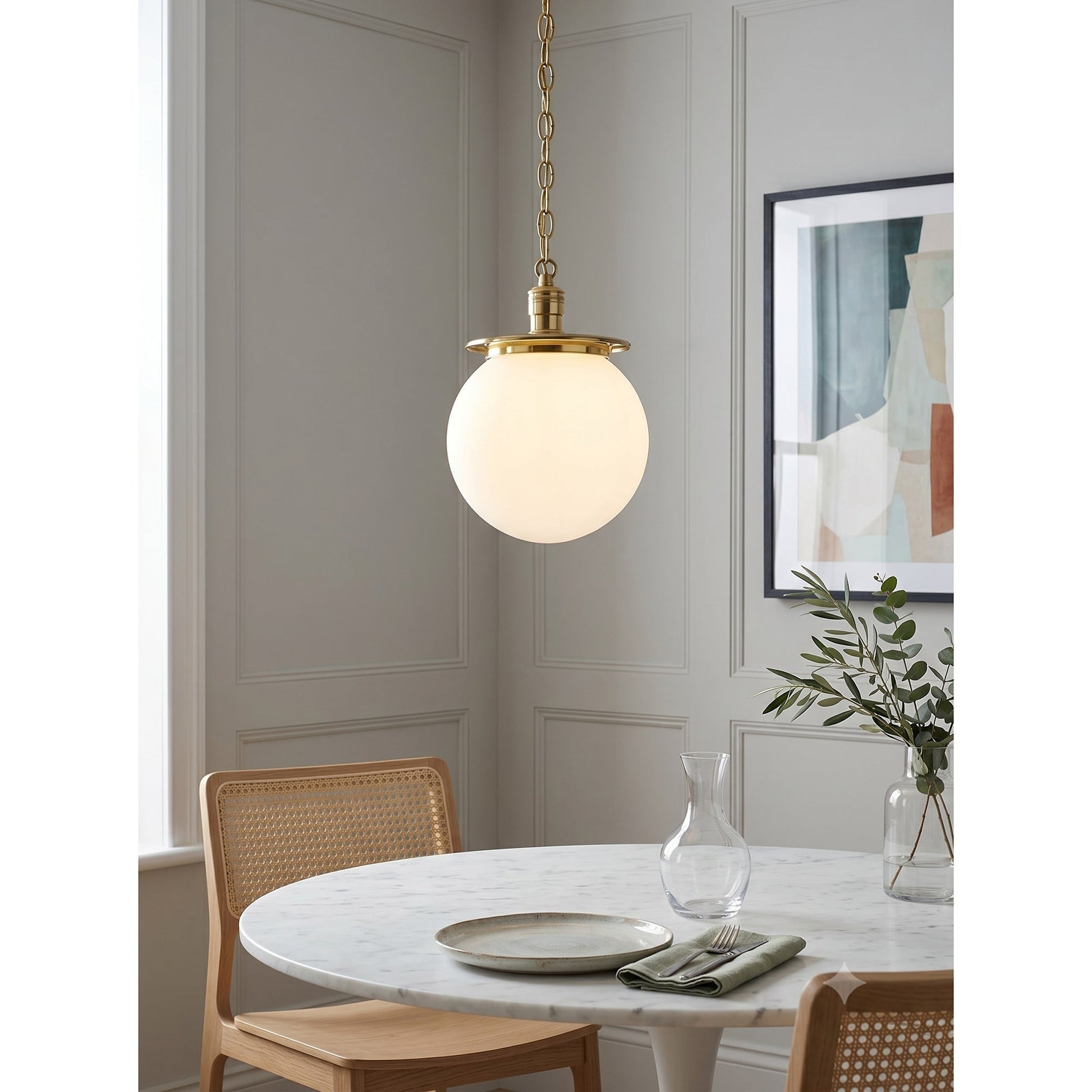 Dimensions diagram for the Nolan Globe Pendant Lamp.