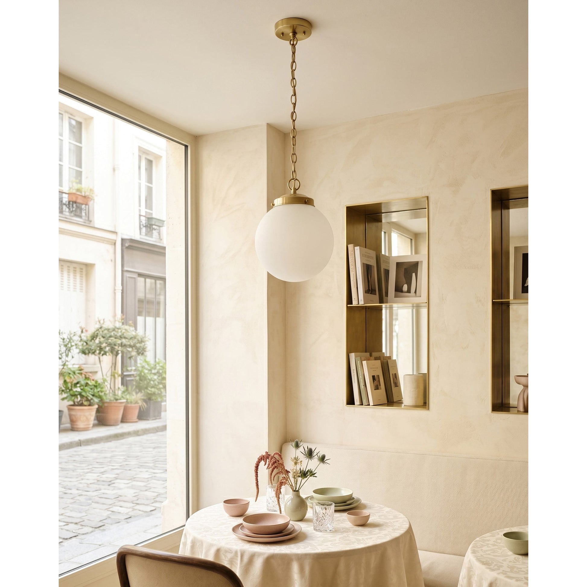 Installation hardware included with the Nolan Globe Pendant.