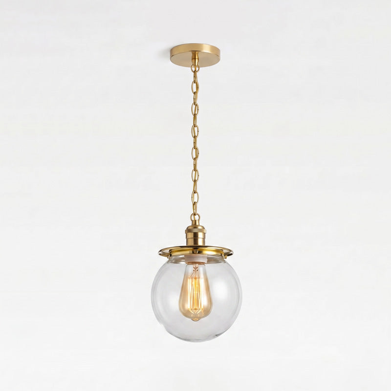 Nickel finish detail of the Nolan Globe Pendant.