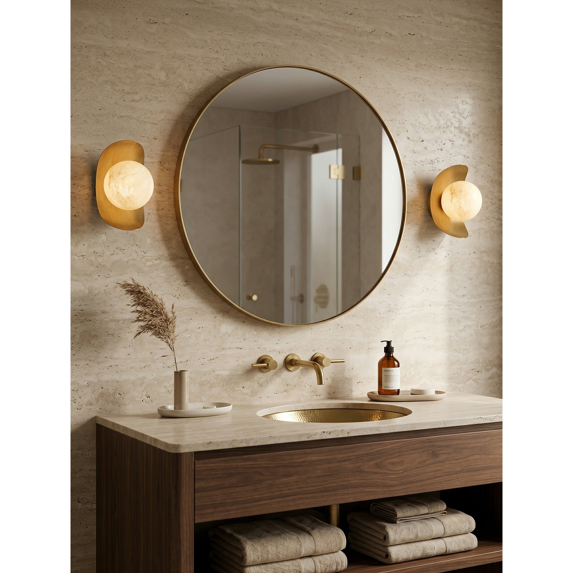 The sconce installed in a living room as an accent light on a feature wall.