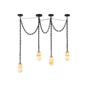 Orba Chain Alabaster Chandelier with multiple pendants in a living room.