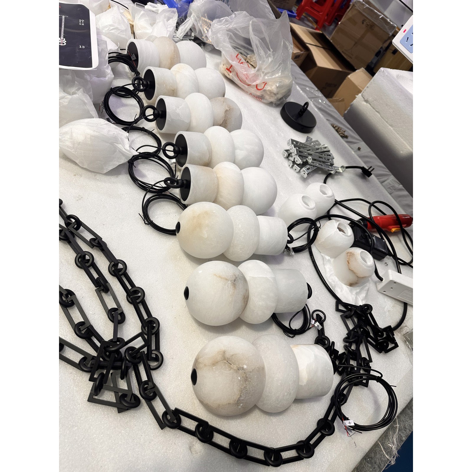 Orba chandelier in a transitional style interior.
