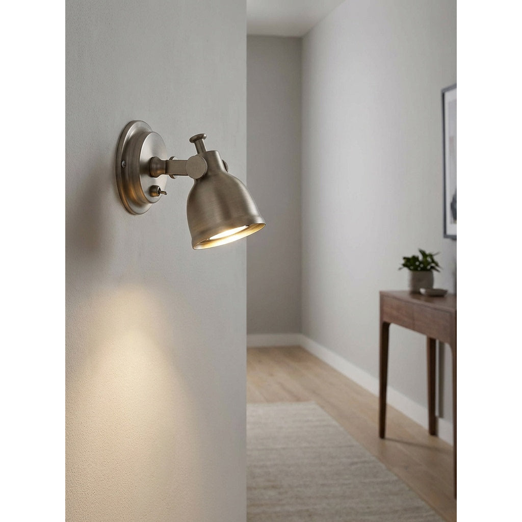 Texture detail of the hand-finished brushed nickel on the Orwell Wall Sconce.