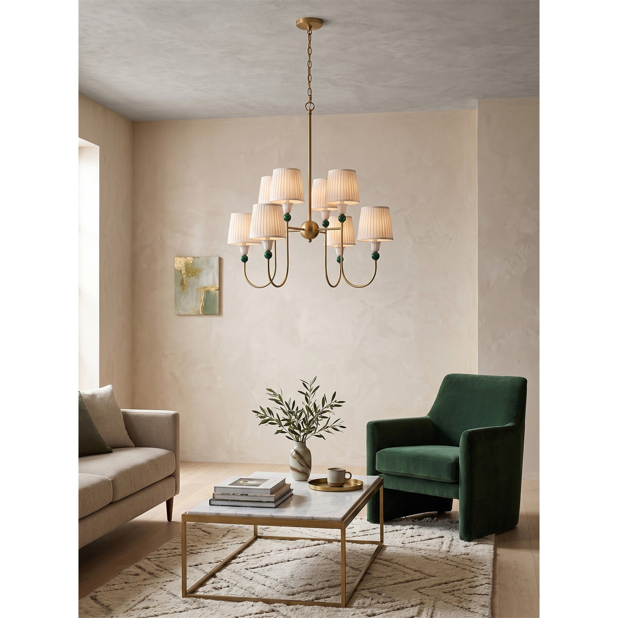 Lifestyle image showing the scale of the Palmer Chandelier.