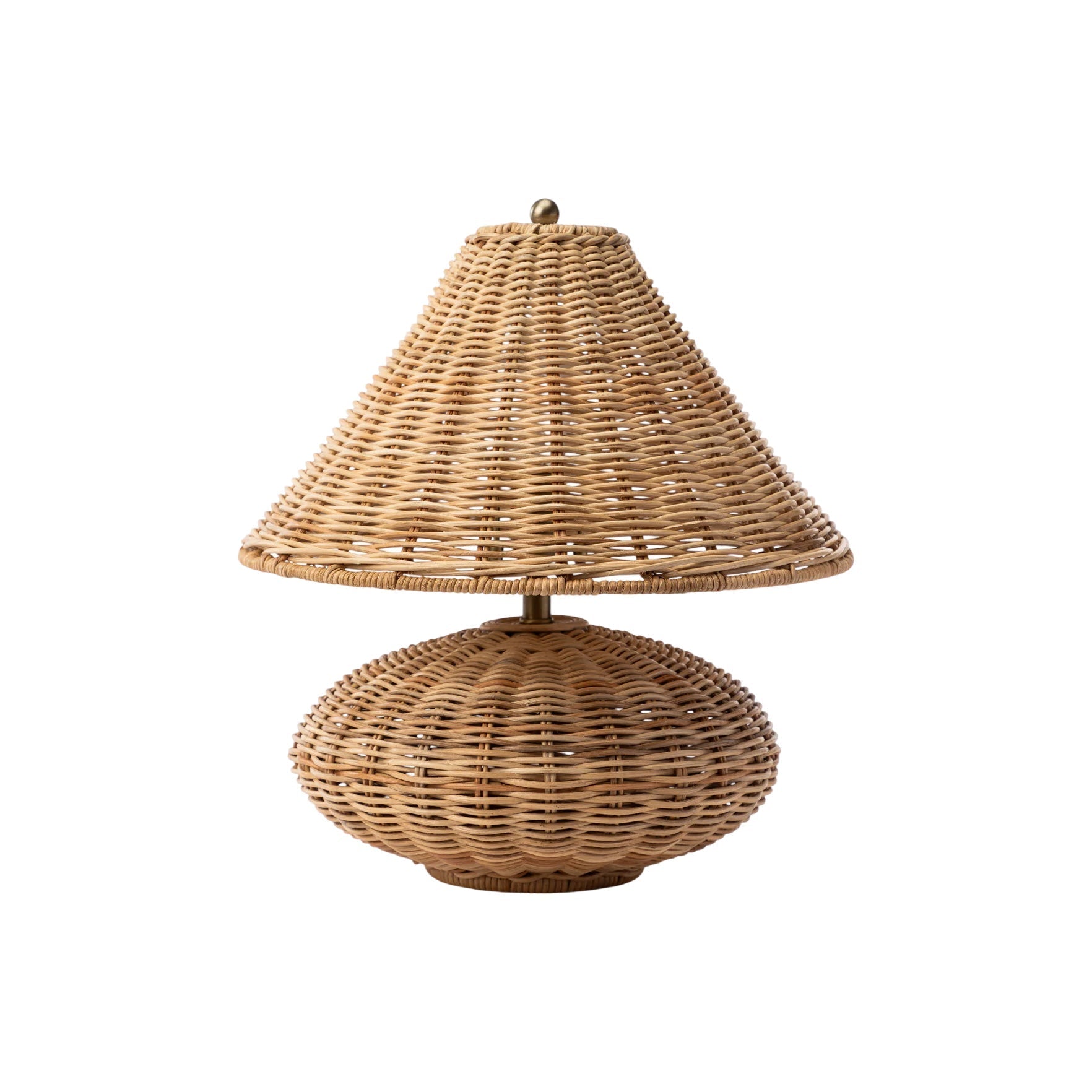 Palmetto Rattan Table Lamp with a mushroom-shaped shade.