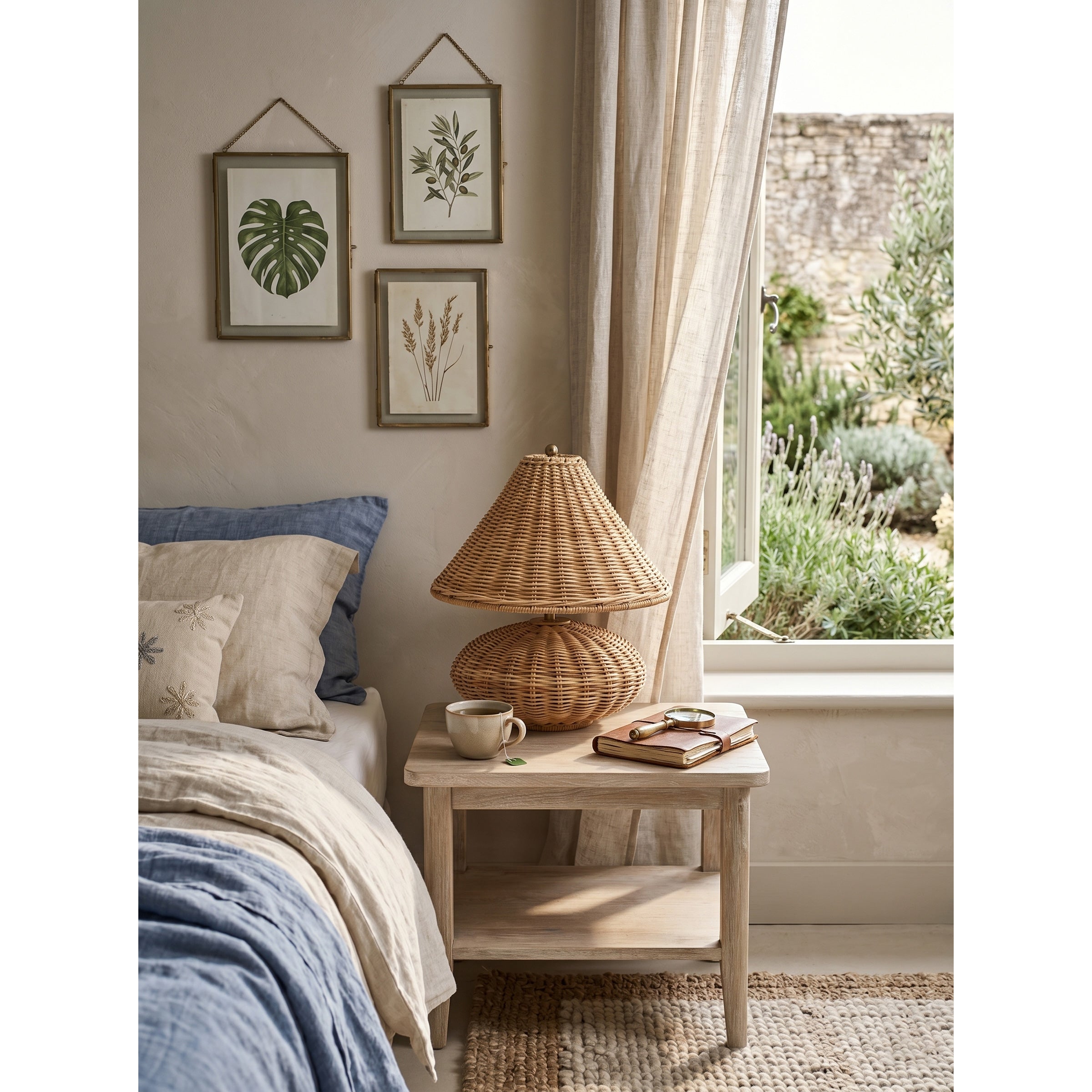 Palmetto Table Lamp styled on an entryway console table.