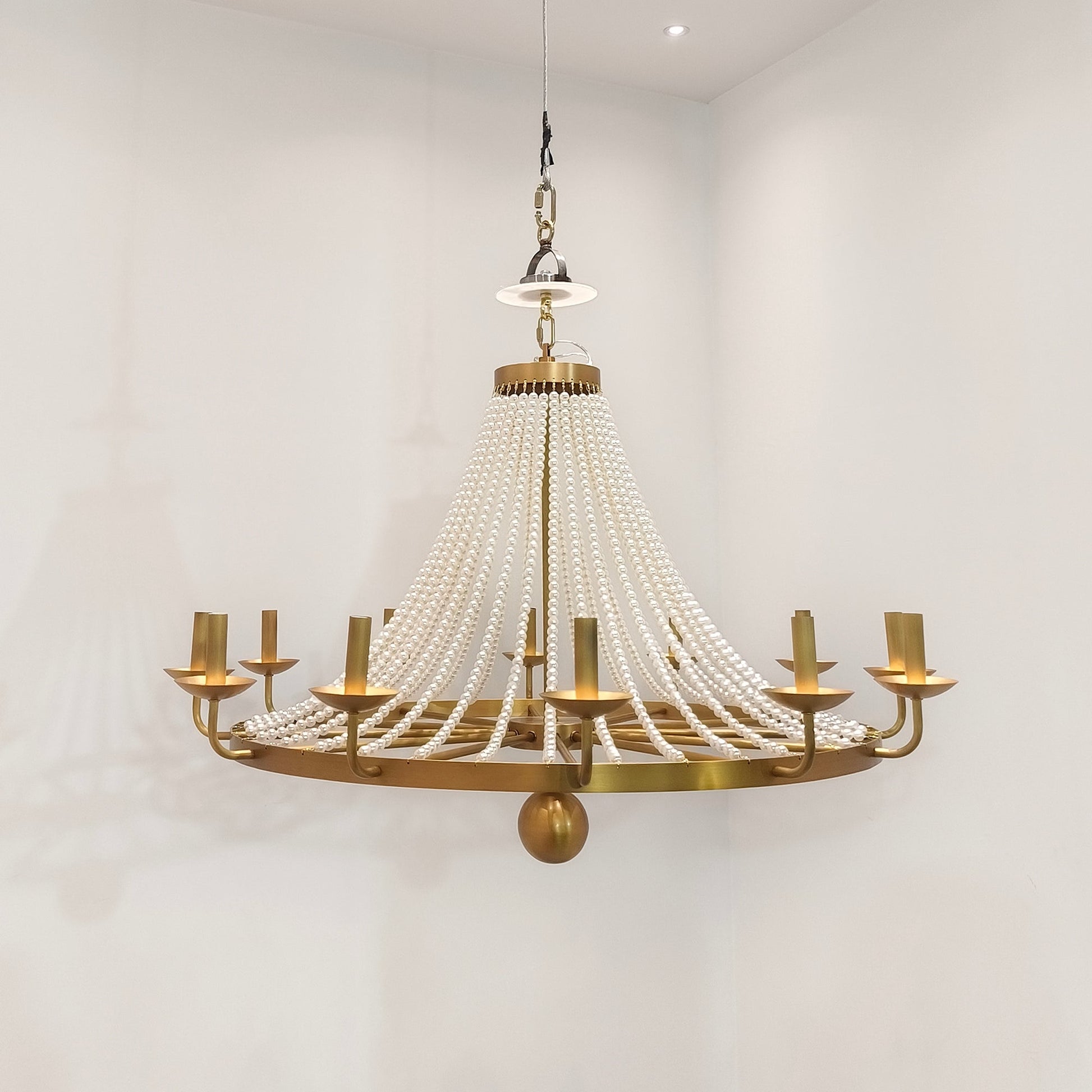 The Pearl Fiona Chandelier in a transitional-style entryway.