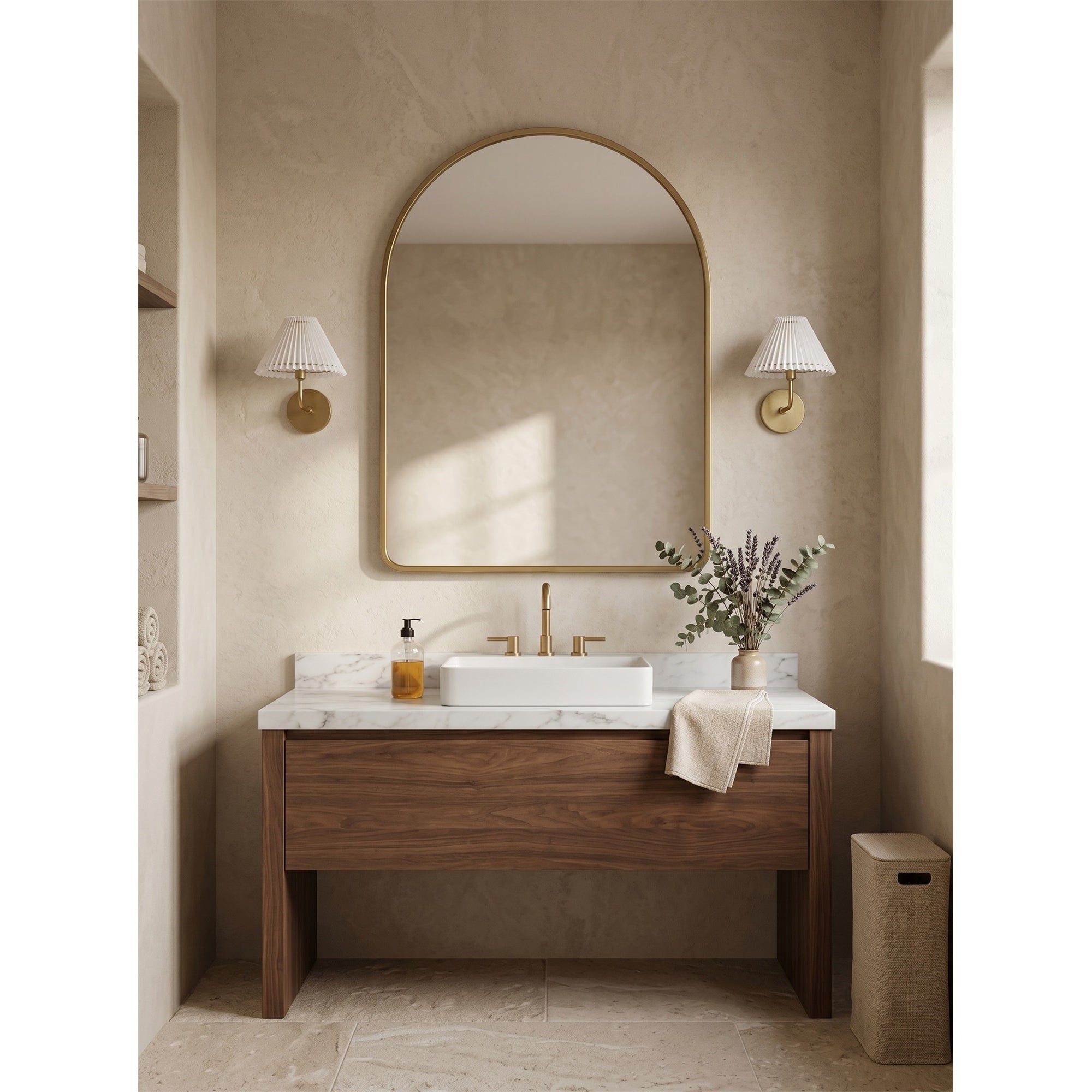 Pearson Wall Sconce in nickel finish providing light in a reading nook.