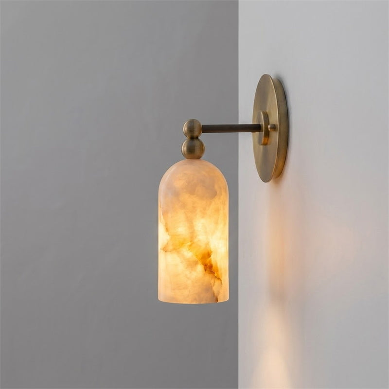 Dimensional drawing of the Pratt Alabaster Wall Sconce with measurements.
