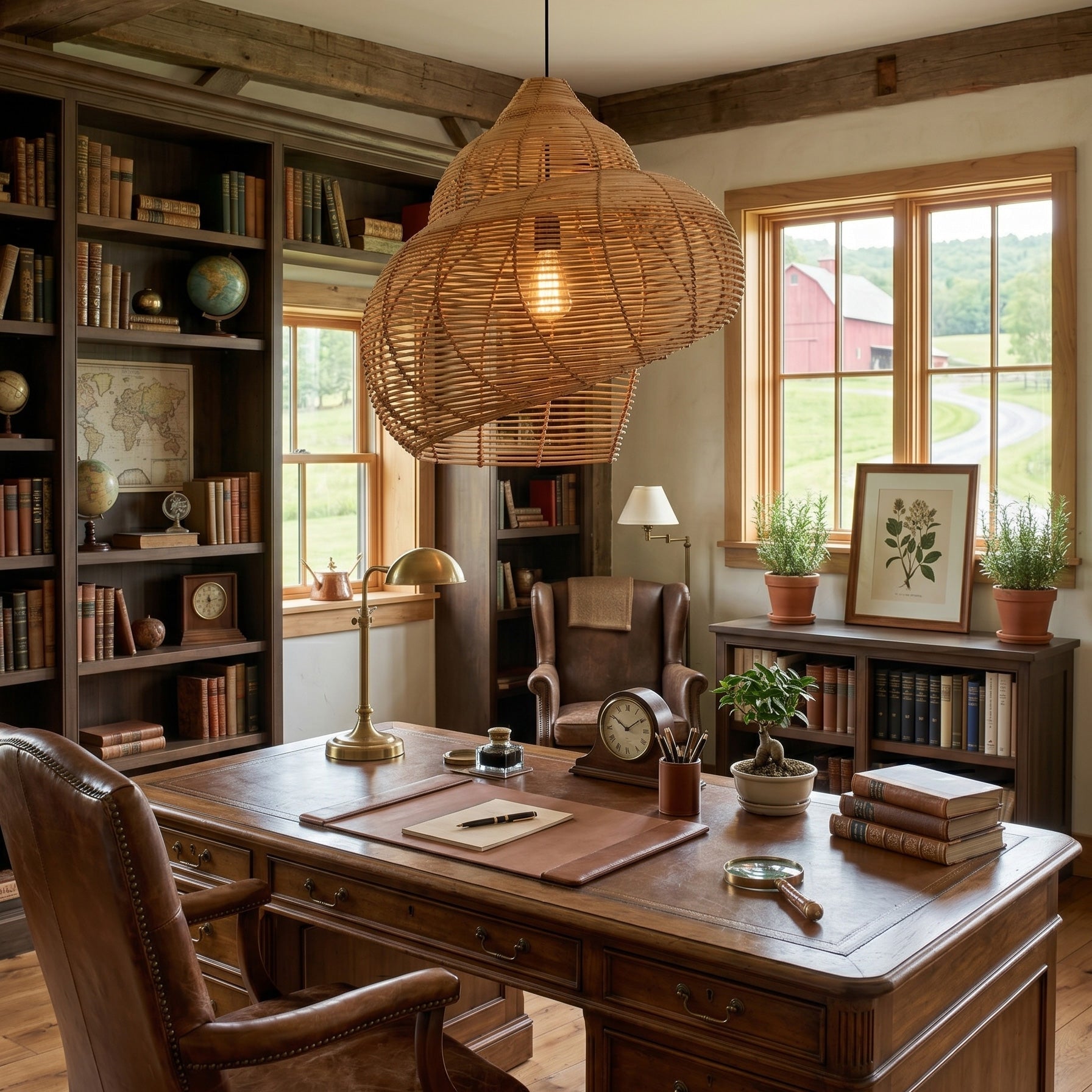 Angled shot of the pendant lamp, highlighting its unique seashell silhouette.