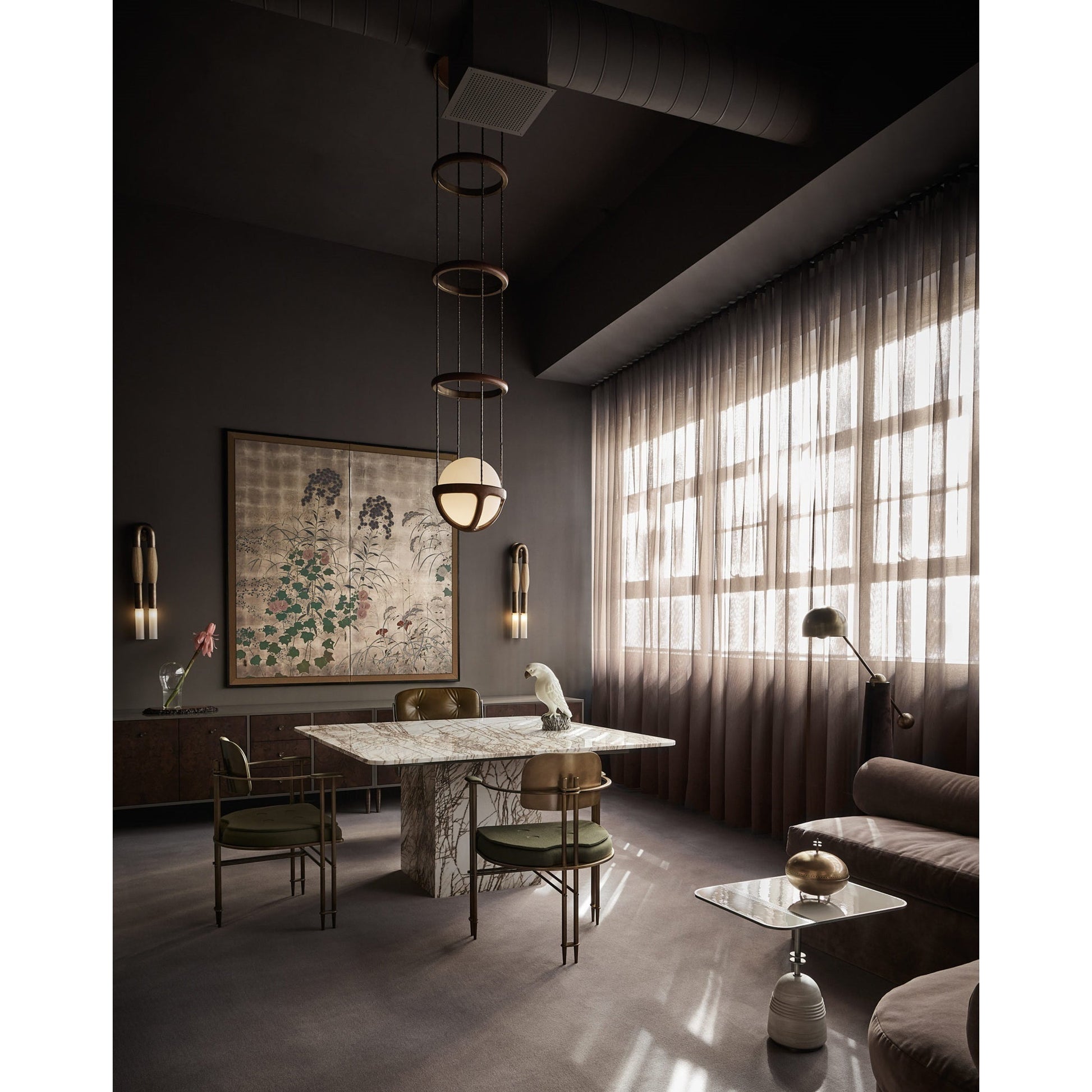 The Reprise Pendant Lamp shown unlit to highlight material details.