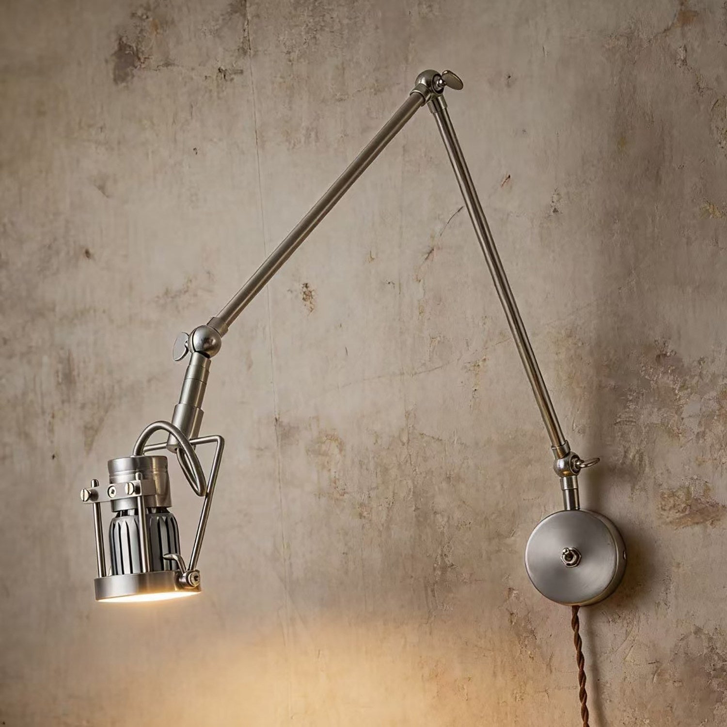 Another view of the sconce in a bedroom, providing reading light.