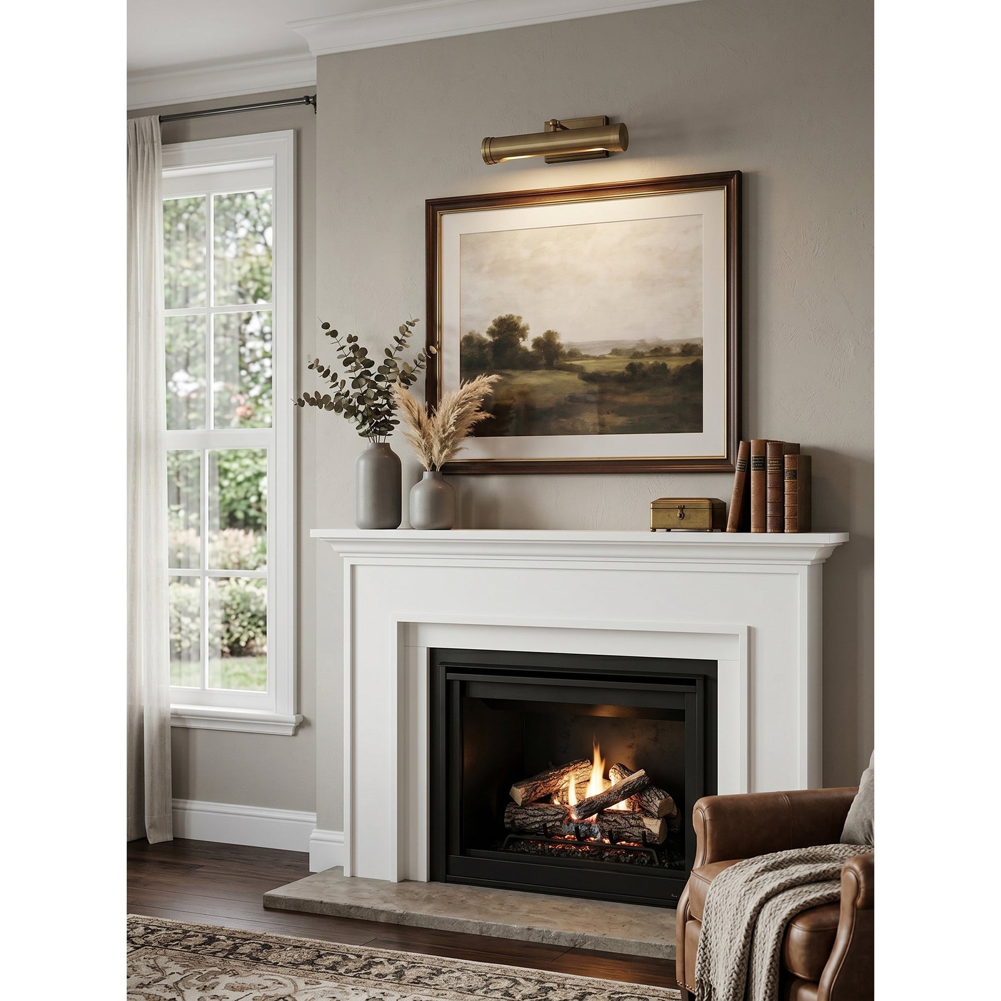 The sconce used as a focused task light over a desk.