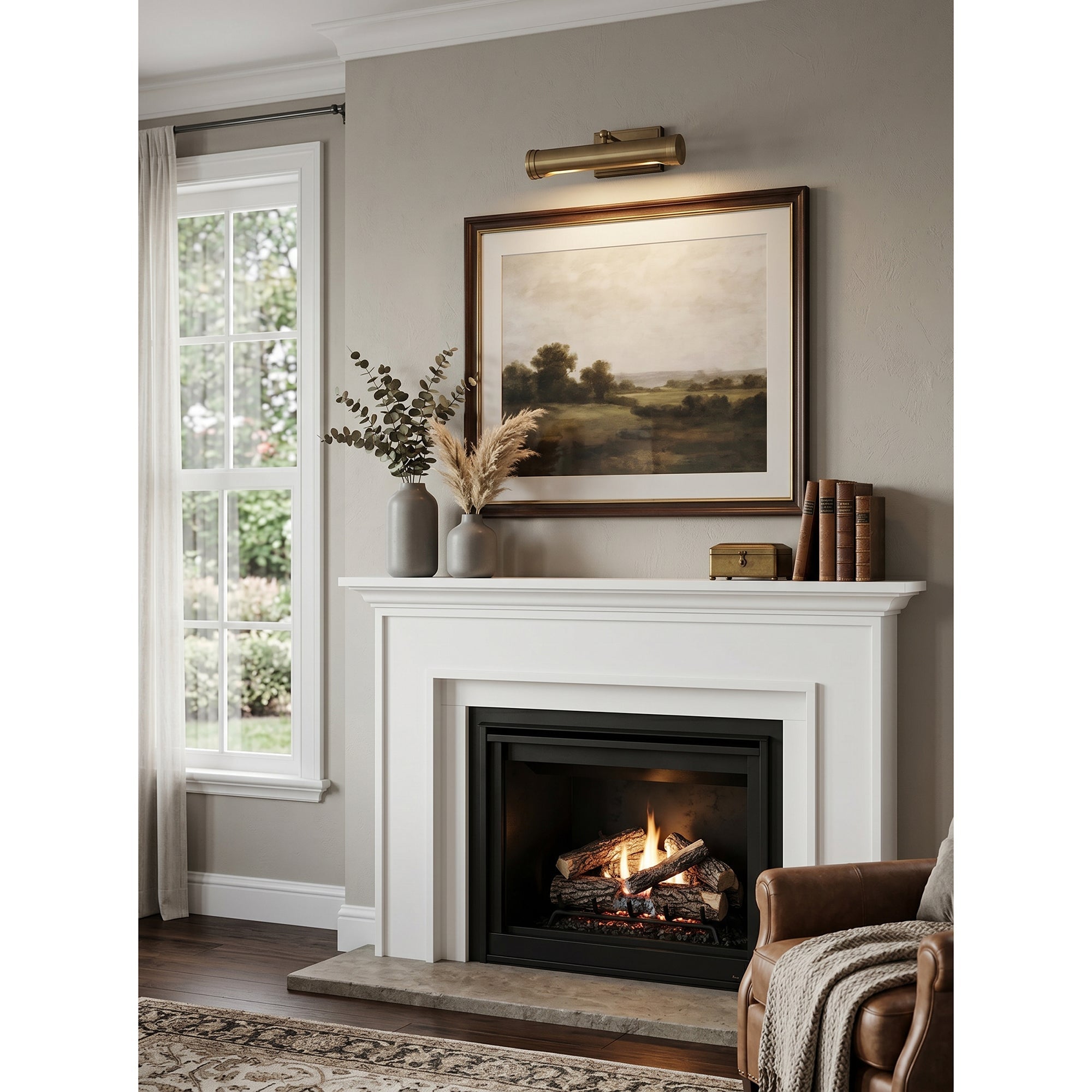 The sconce used as a focused task light over a desk.