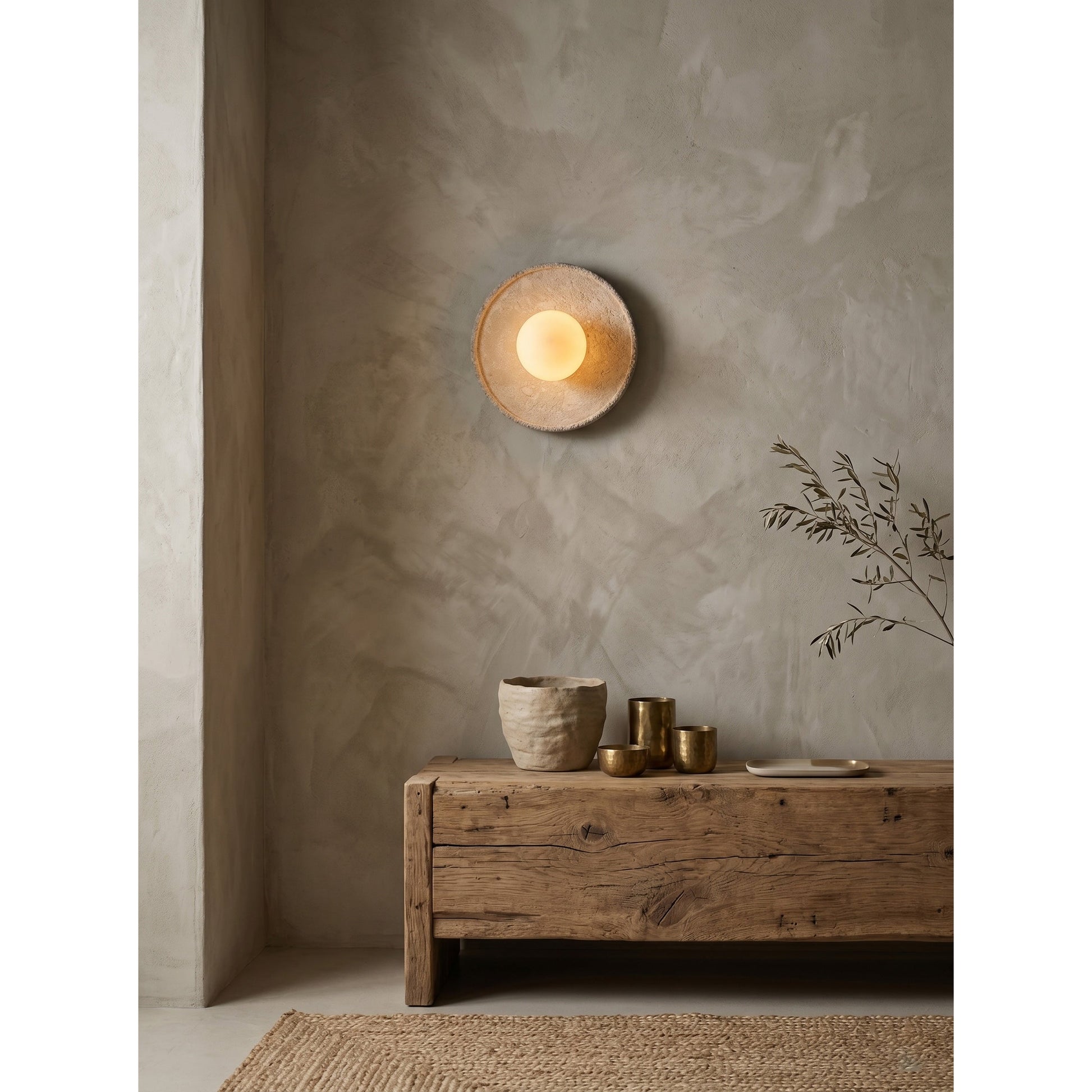 Product dimensions overlay on an image of the Riley Wall Sconce.