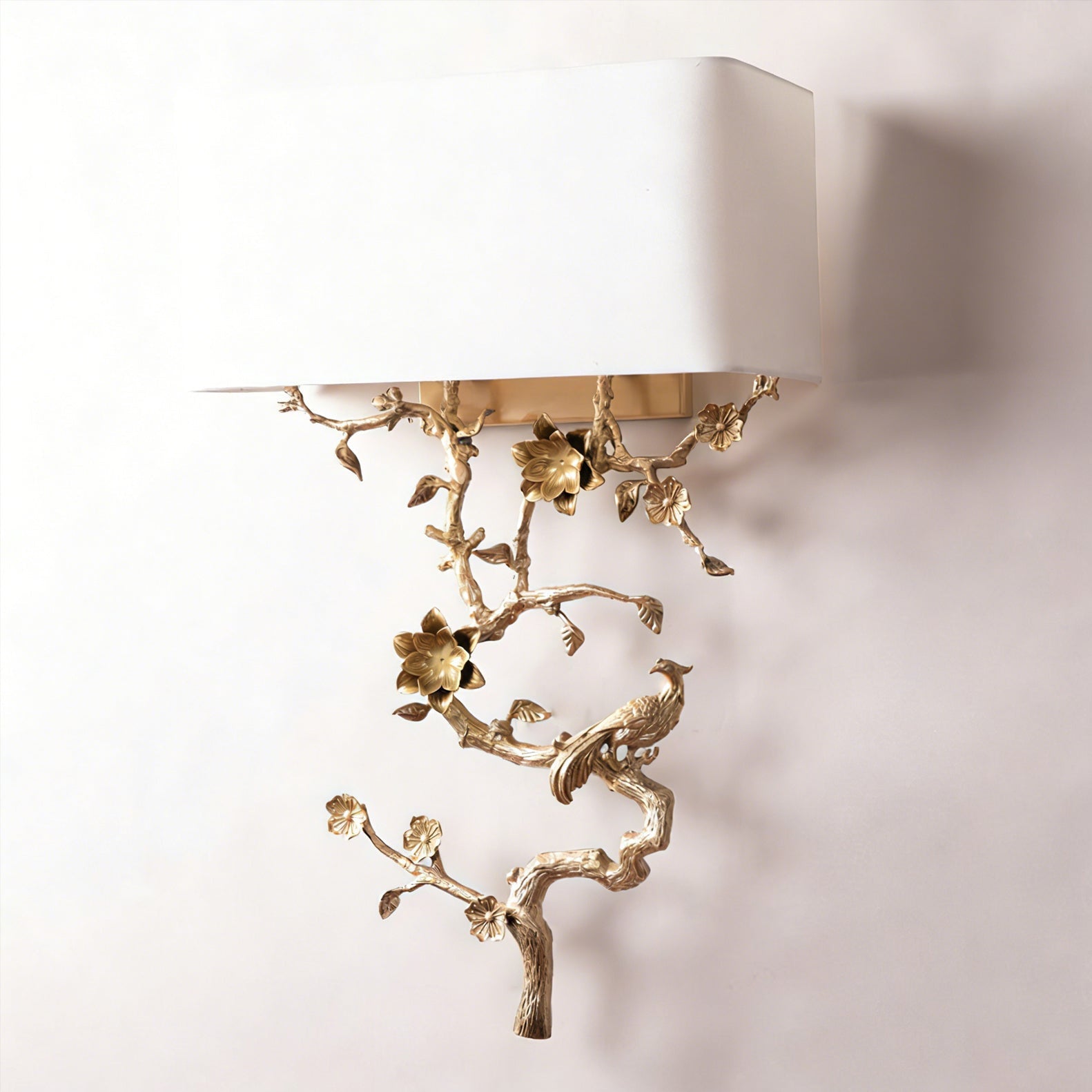 The sconce shown in a sophisticated bathroom vanity area.