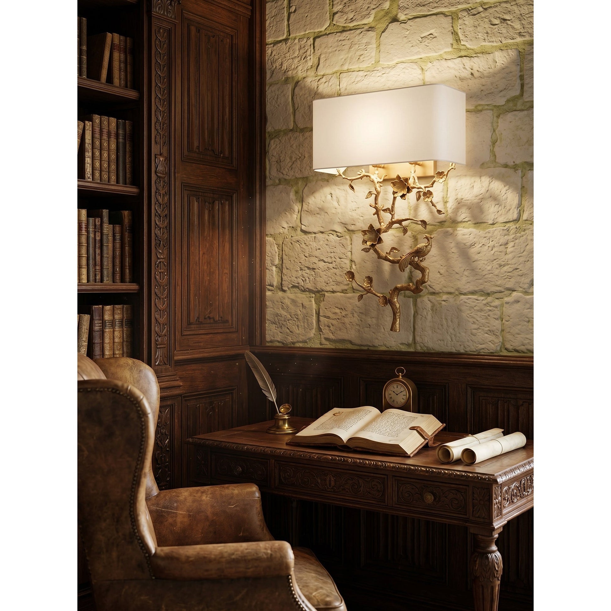 The textured linen shade of the Sanremo Wall Sconce.
