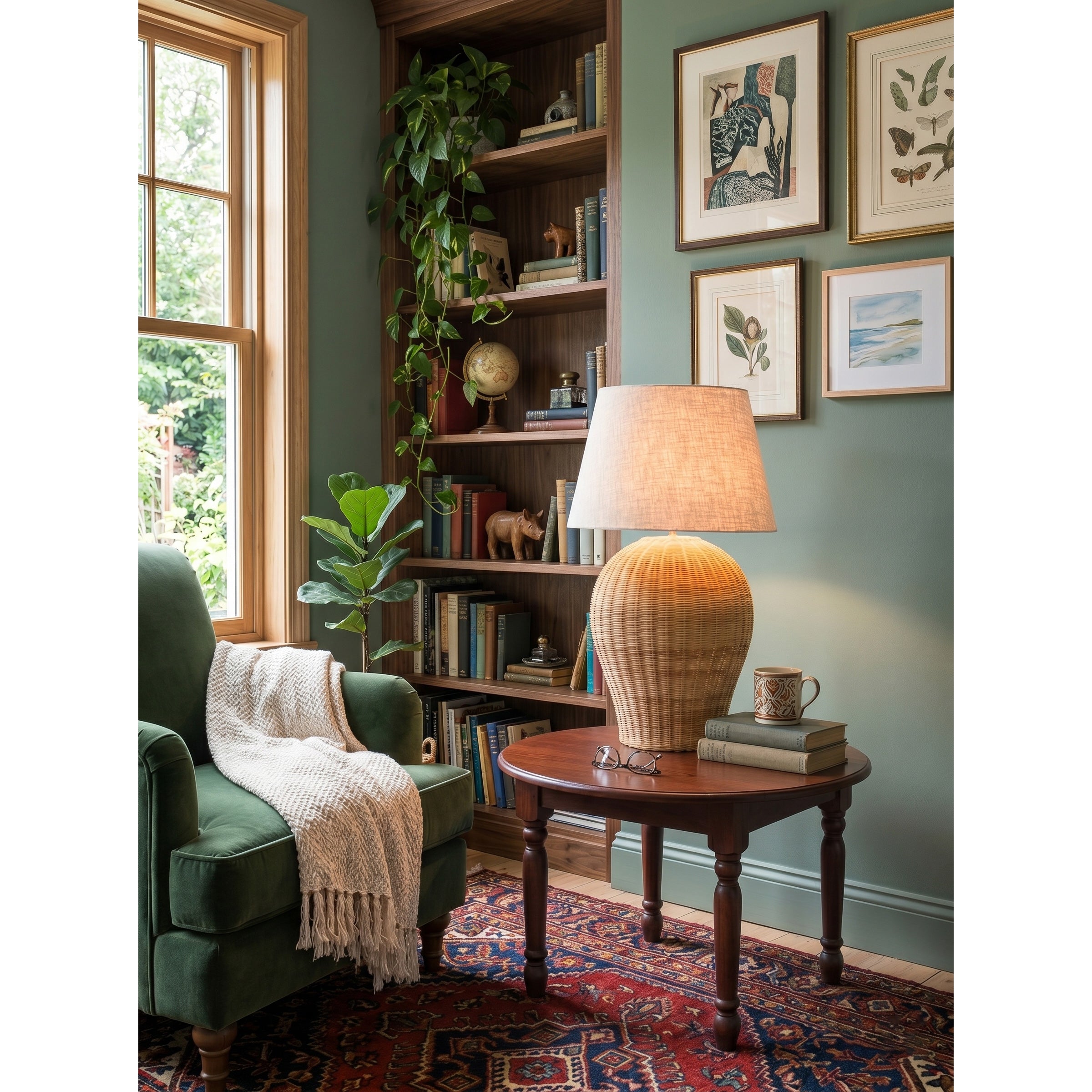 Lifestyle image featuring the Saona lamp in a coastal-themed room.
