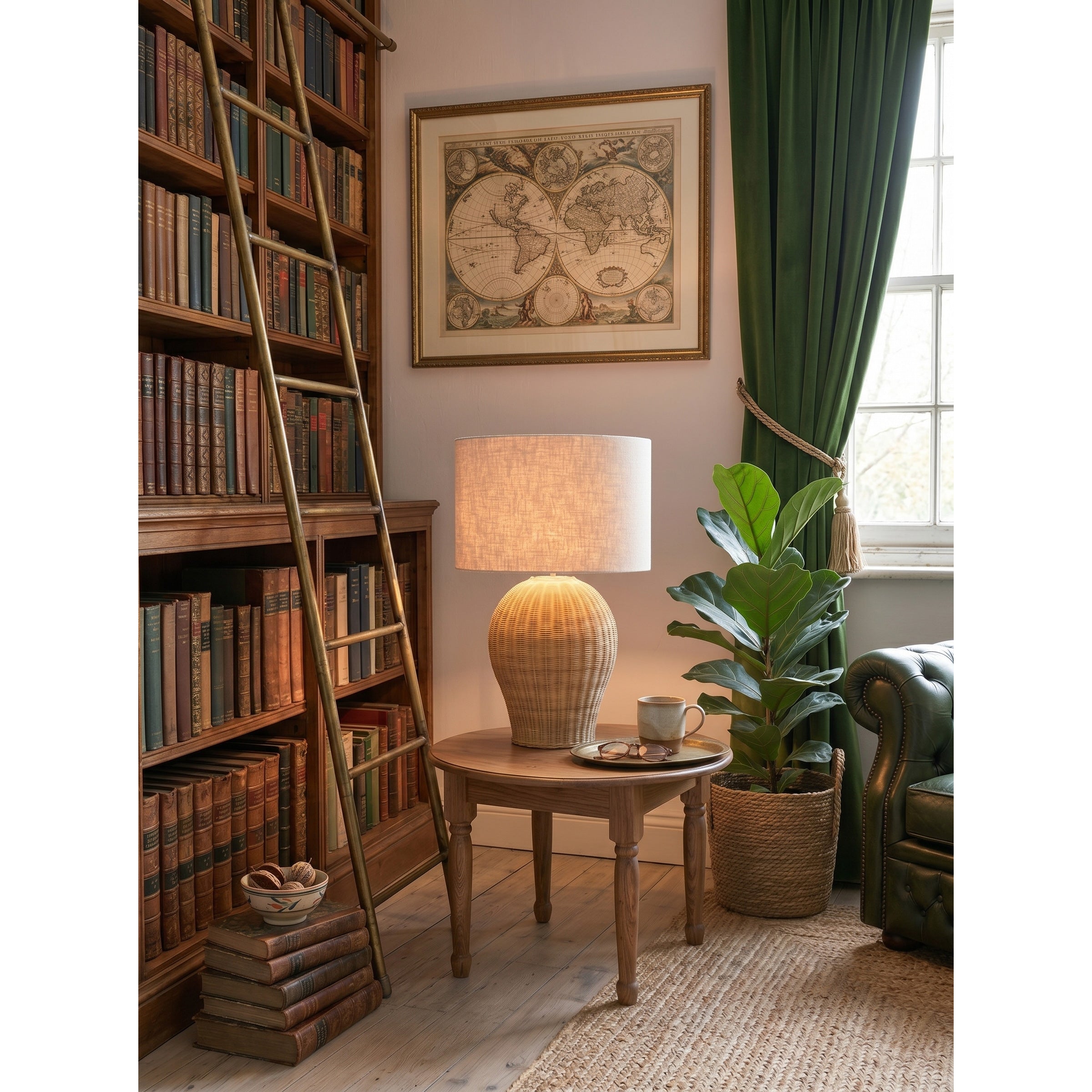 Top-down view of the Saona Rattan Table Lamp's shade.