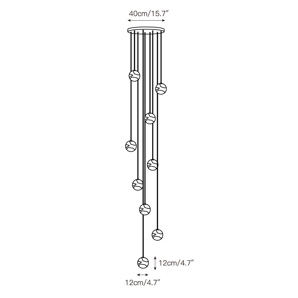 Full view of the 21-head Savina Alabaster Chandelier in a double-height space.
