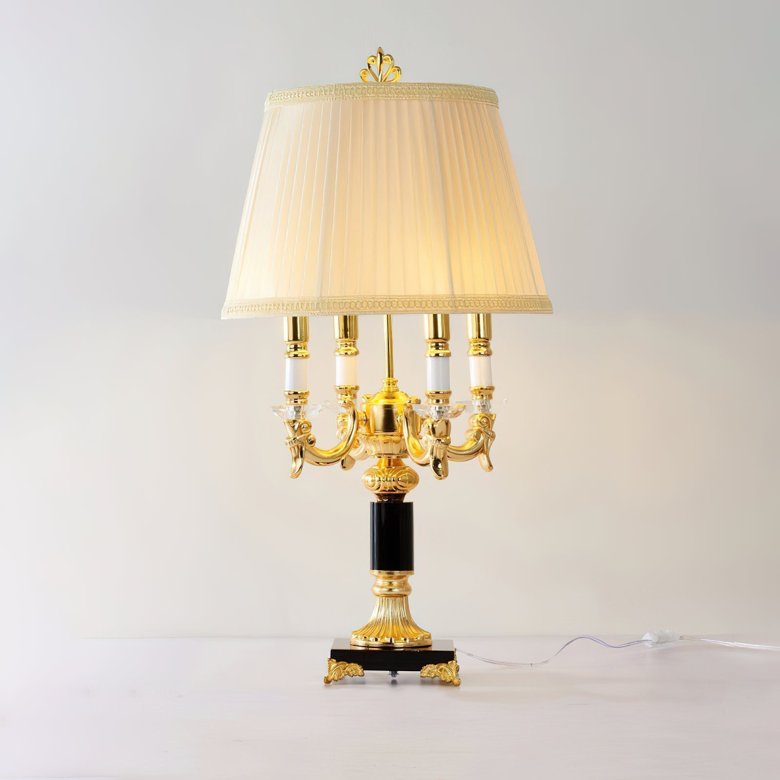 Low-angle shot emphasizing the lamp's grand height and presence.