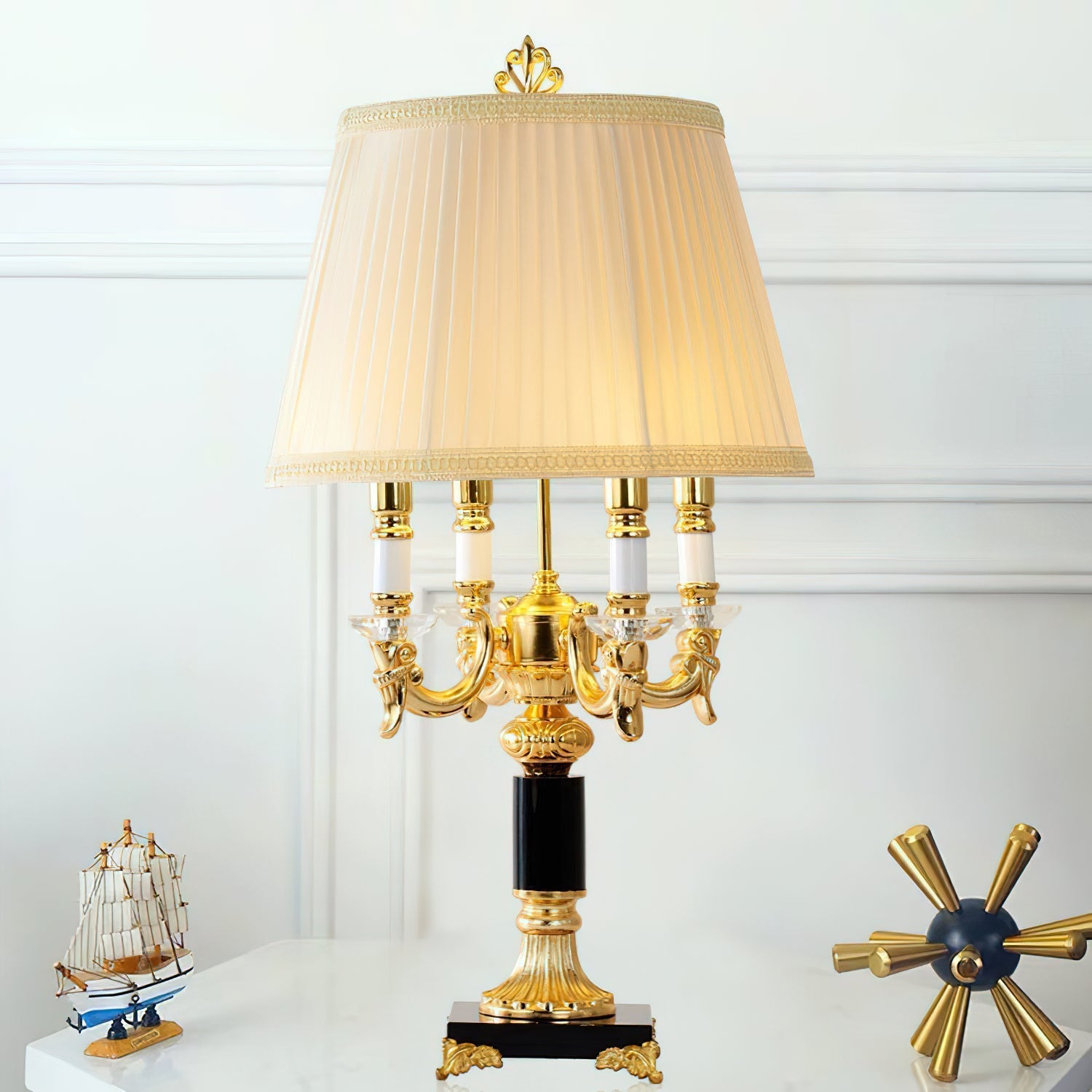 The Sens Table Lamp illuminated, casting a warm, ambient glow.