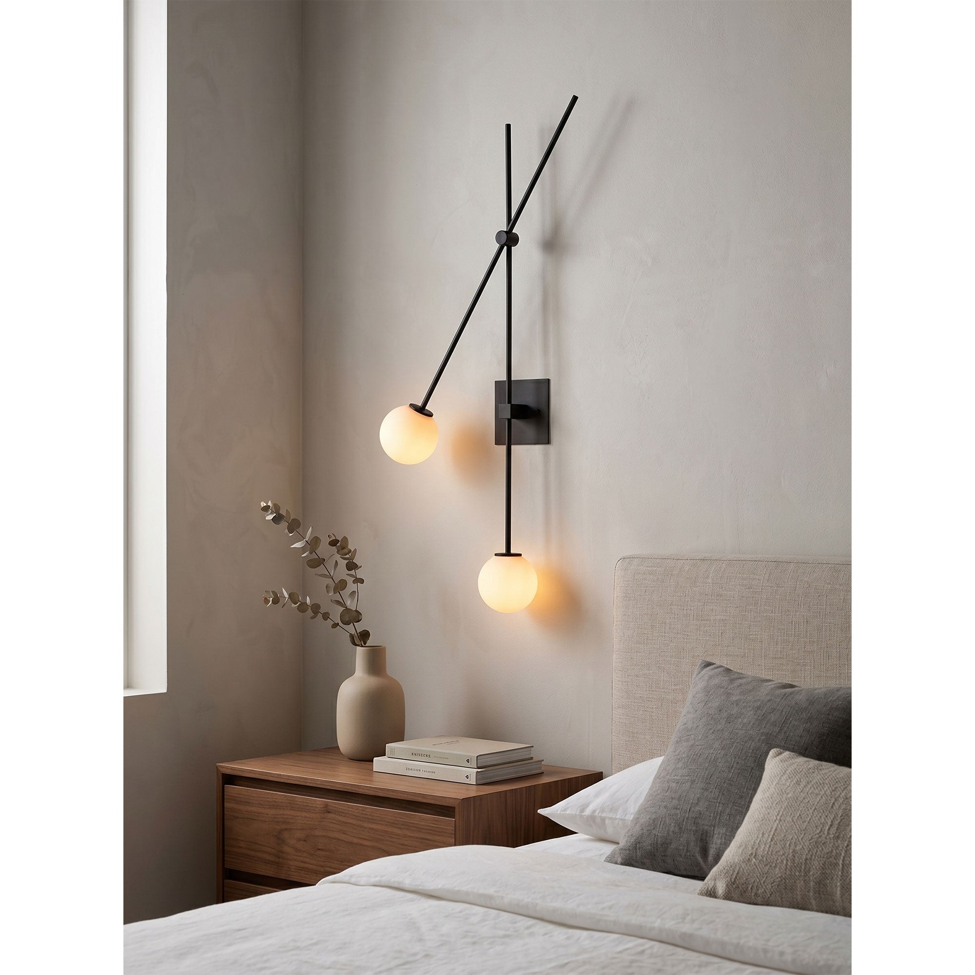 Front view of the black Tempo Wall Sconce.
