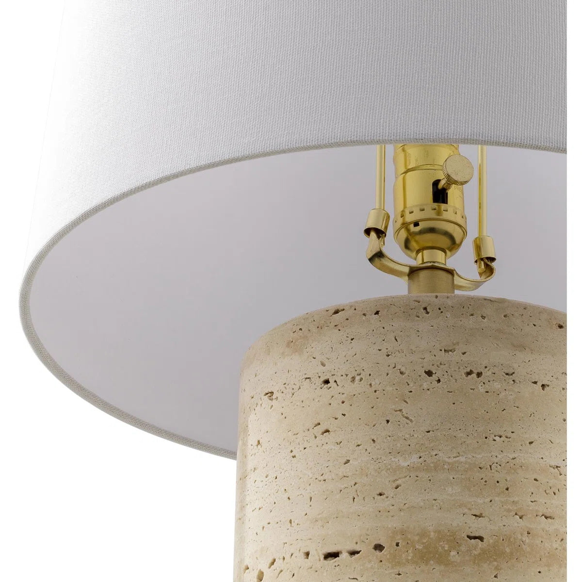 The texture of the white fabric lampshade in detail.