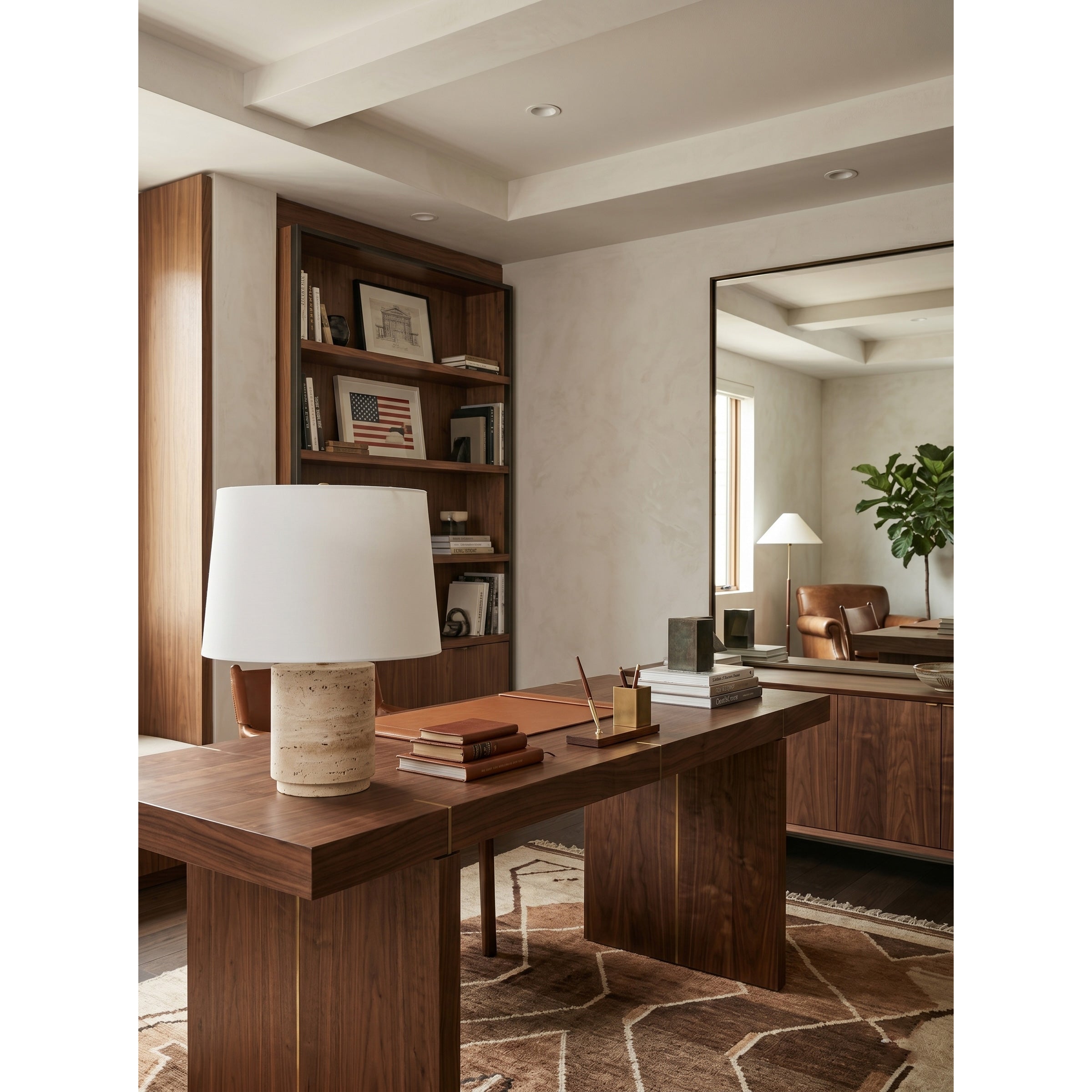 The lamp unlit, emphasizing its sculptural and minimalist form.
