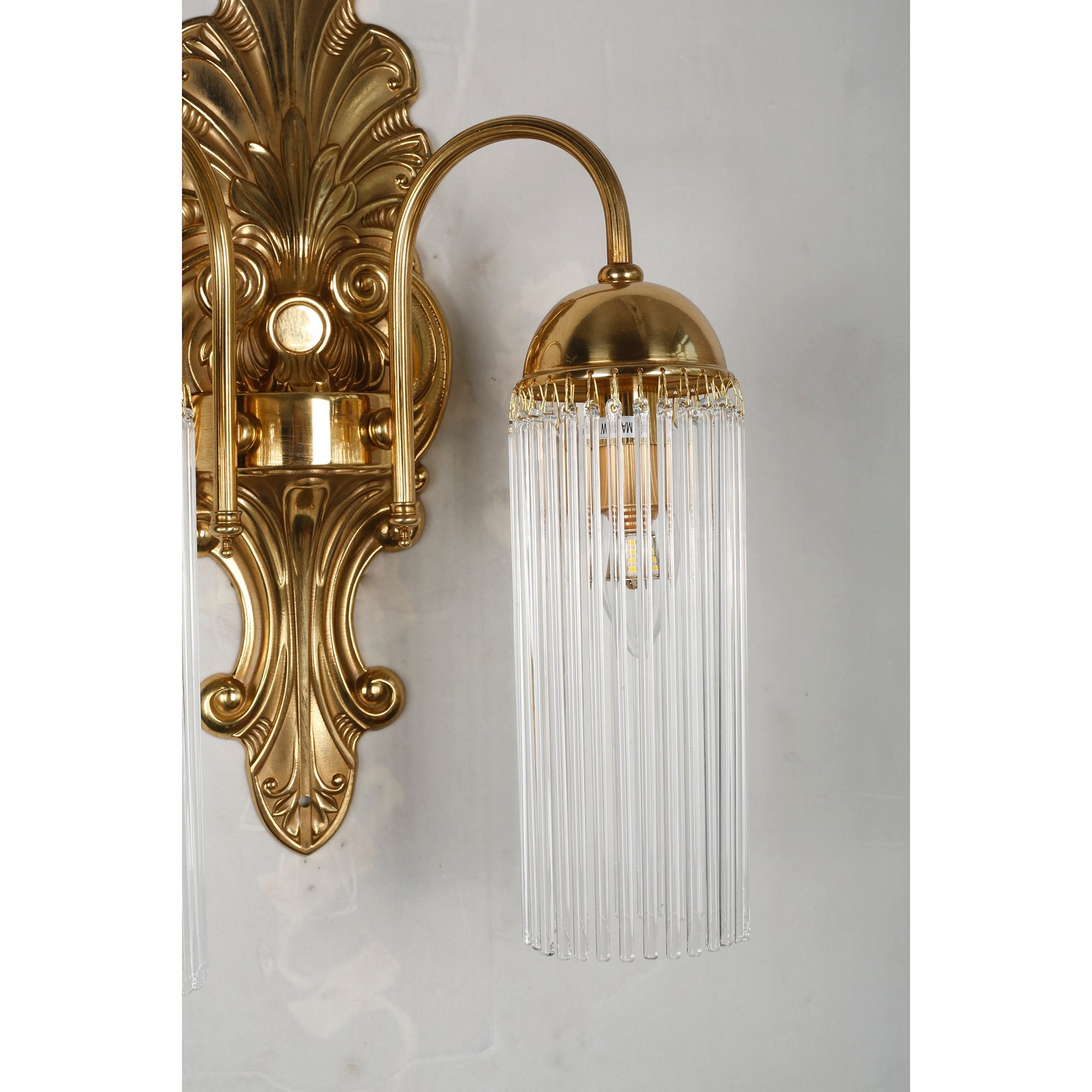 Close-up on the texture of the fluted glass shade.